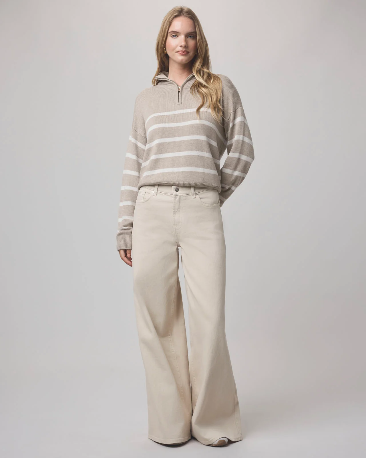 Georgie Stripe Quarter Zip Sweater - Image 8