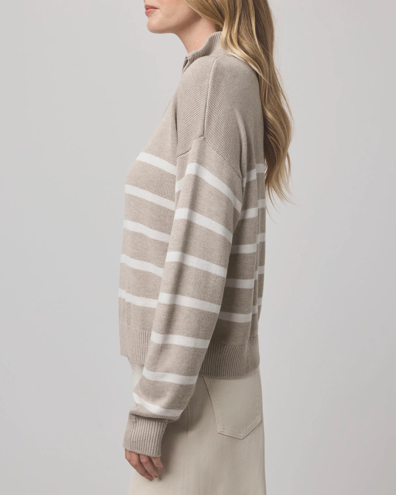 Georgie Stripe Quarter Zip Sweater - Image 9