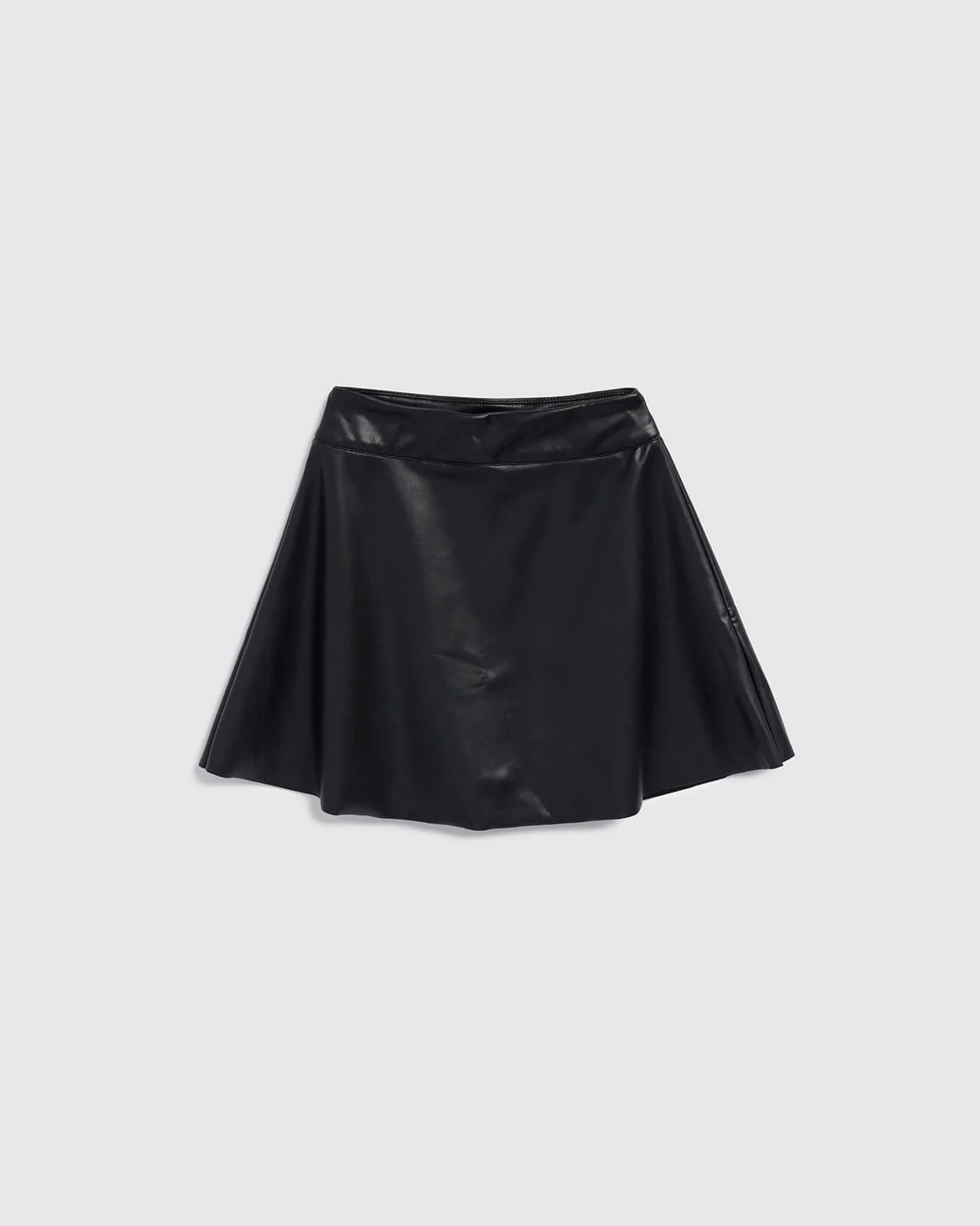 Girls Faux Leather Pleated Skirt
