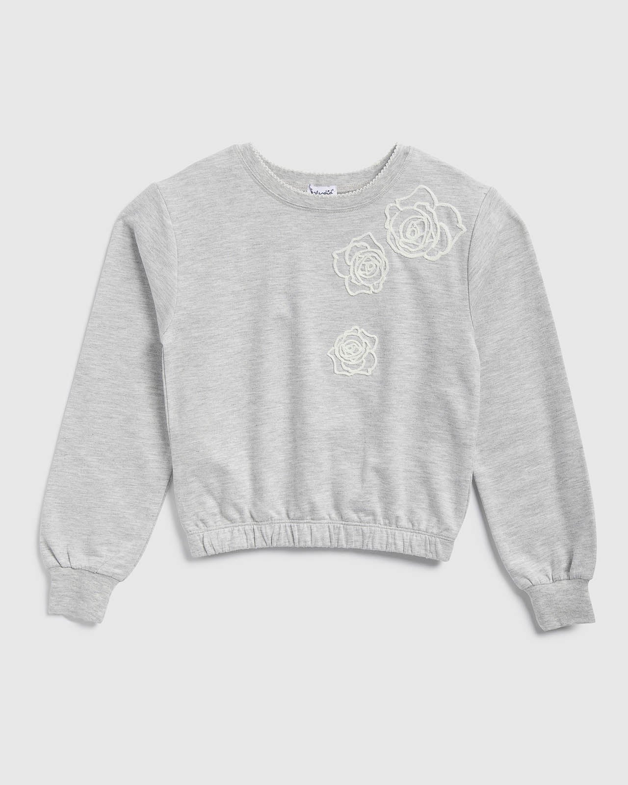 Girls Rose Embroidered Sweatshirt