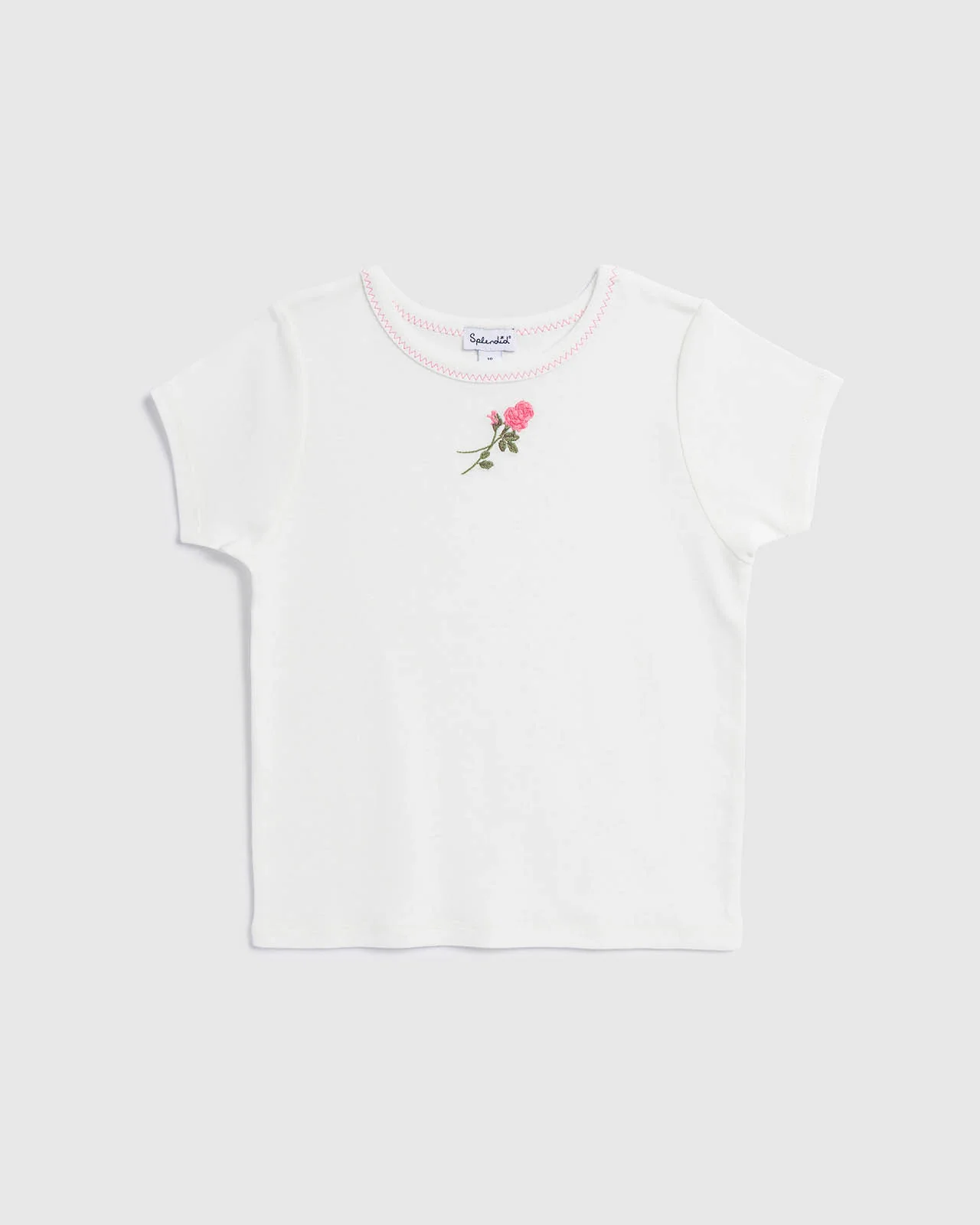 Girls Rose Embroidered Tee