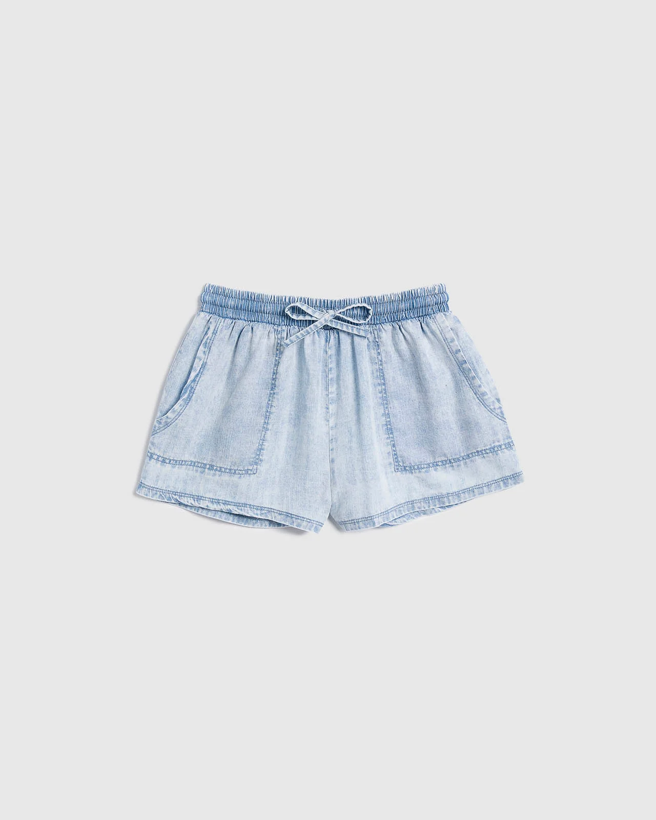 Girls Bleached Indigo Short