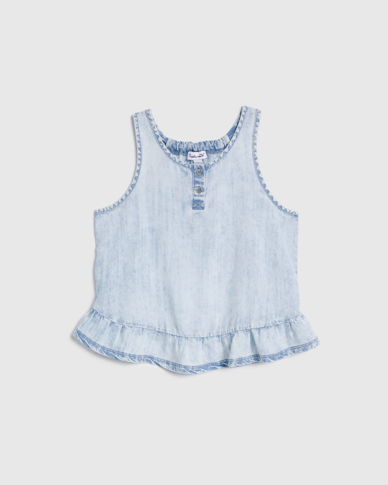 Girls Bleached Indigo Tank