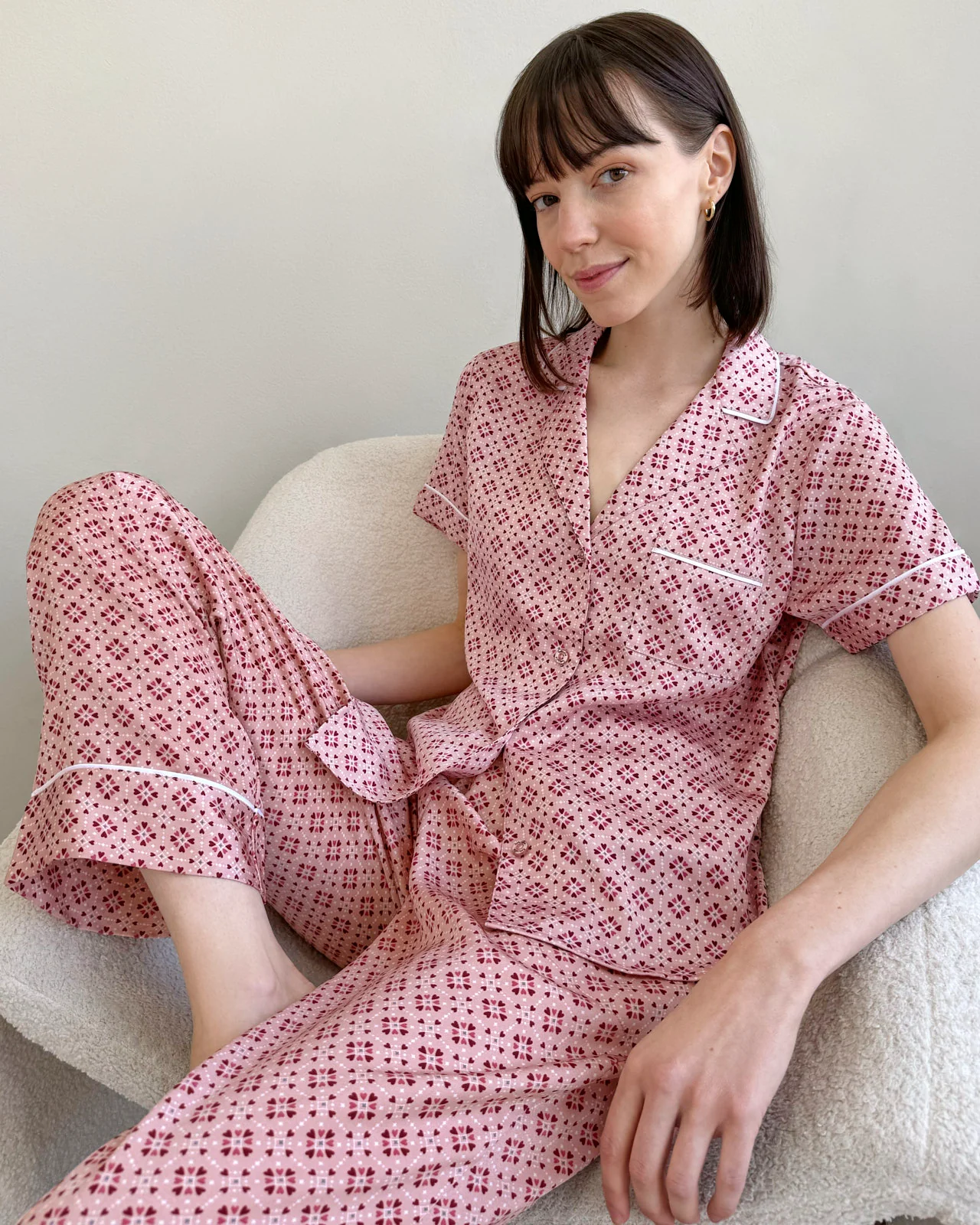 Hearts And Diamonds Geo Satin Silk Sleep Set
