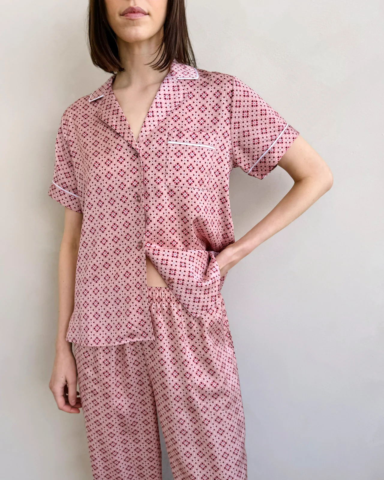 Hearts And Diamonds Geo Satin Silk Sleep Set - Image 2