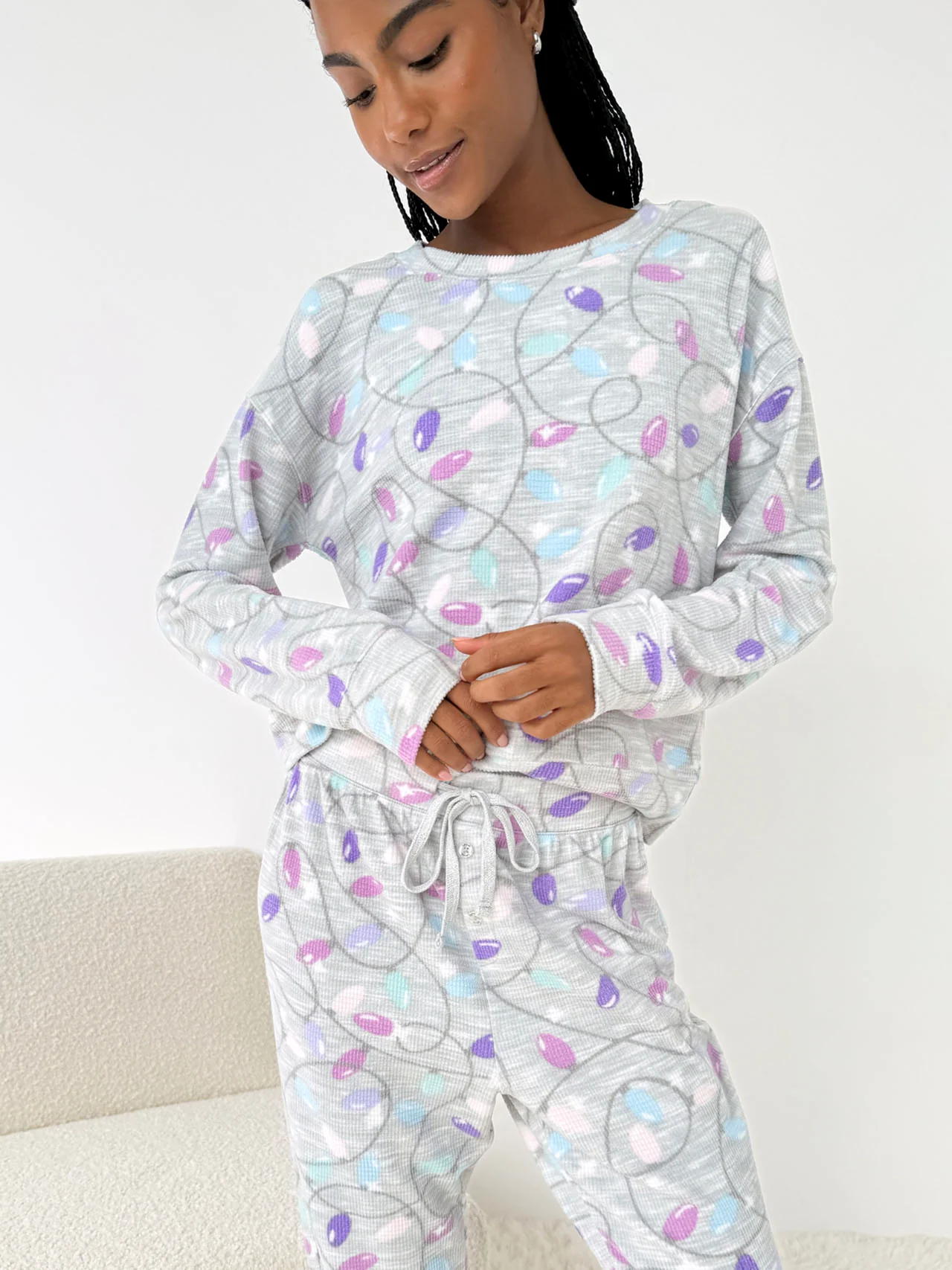 Holiday Lights Marna Waffle PJ Set - Image 3