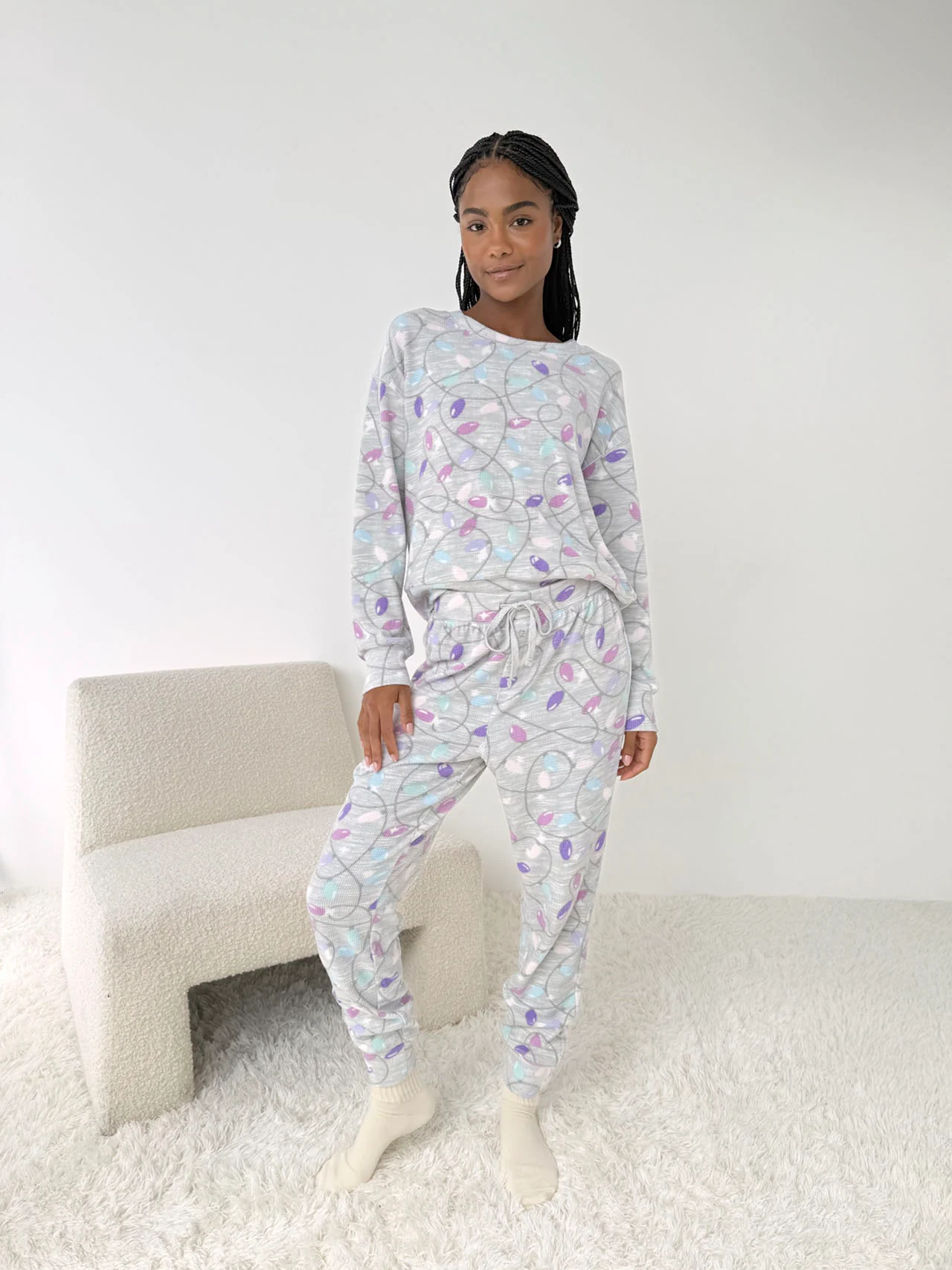 Holiday Lights Marna Waffle PJ Set - Image 4