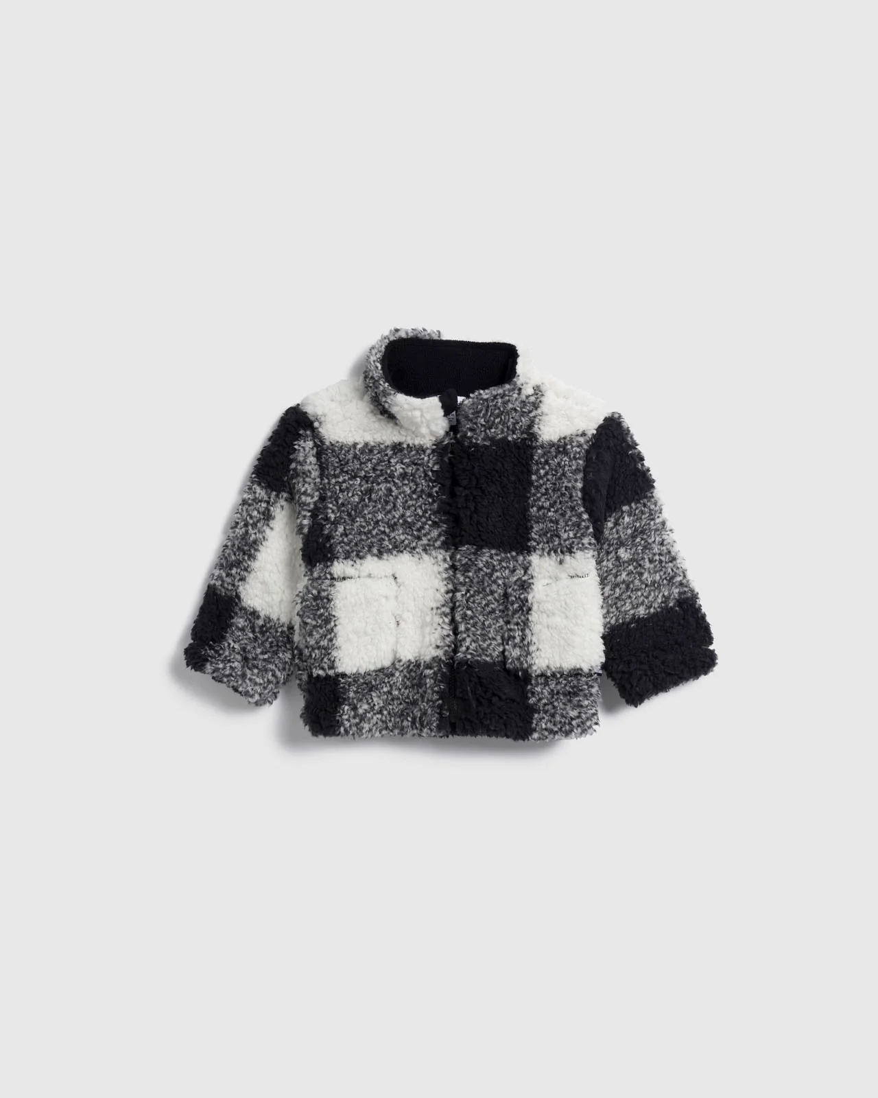Infant Boy Plush Check Fleece Jacket