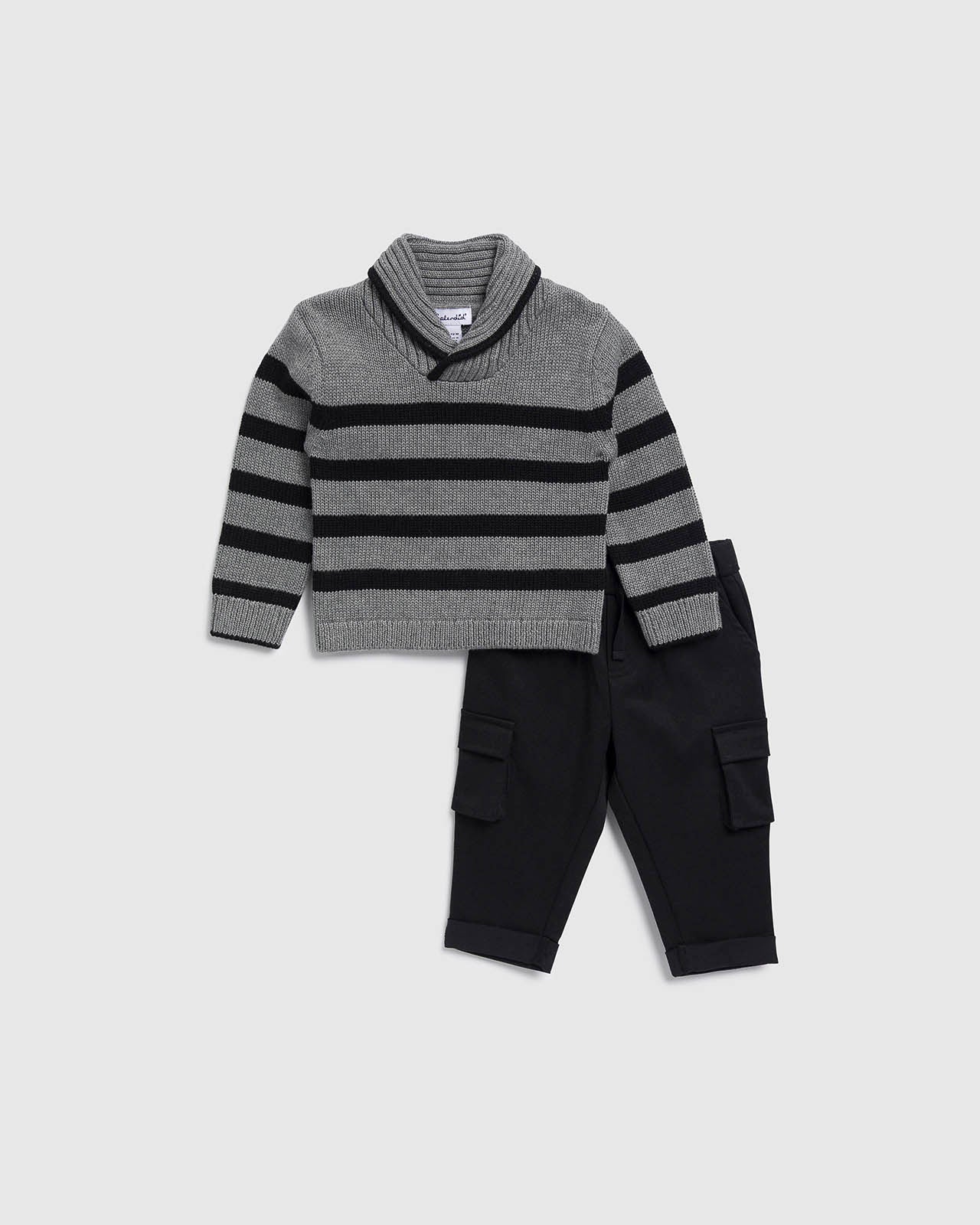 Infant Boy Roll Neck Stripe Sweater Set