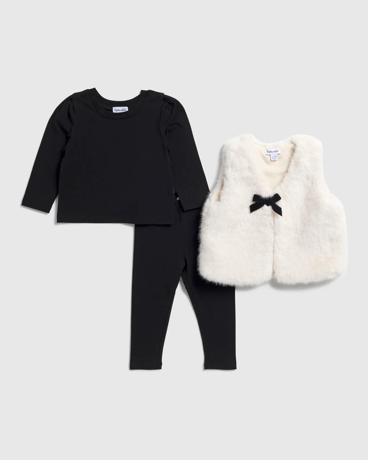 Infant Girl Fur Vest 3-Piece Set