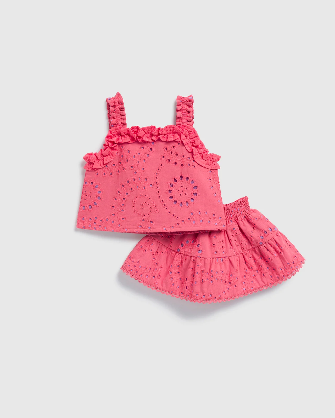 Infant Girl Poppy Embroidered Tank Set