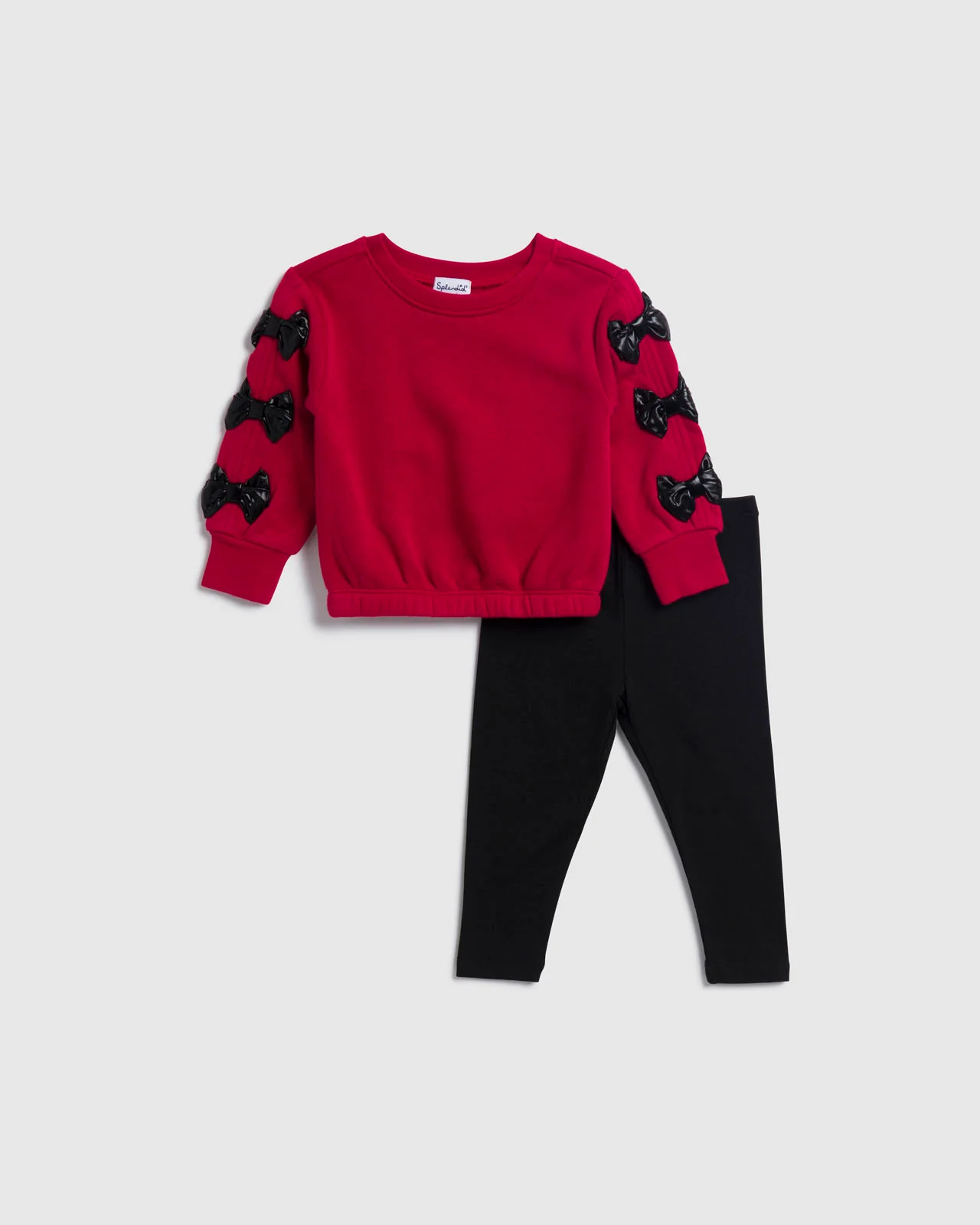 Infant Girl Shiny Bow Sweatshirt Set
