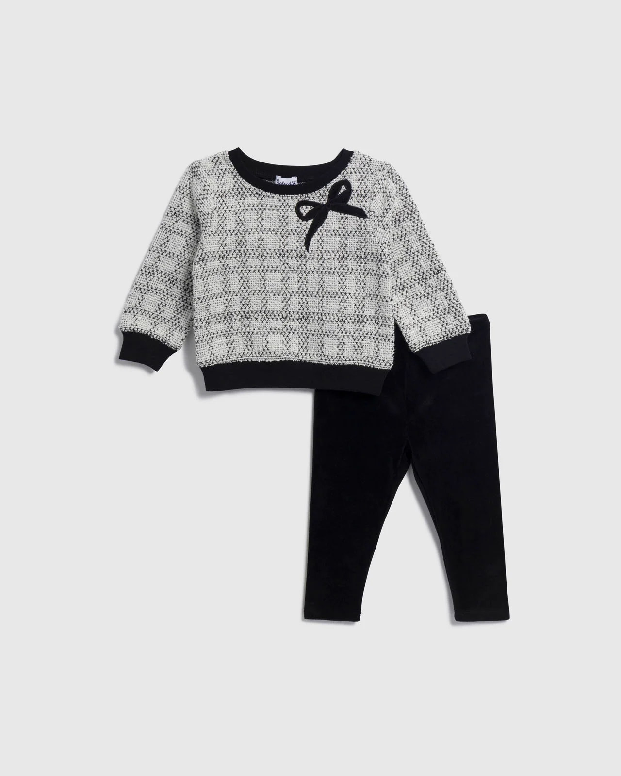 Infant Girl Tweed Bow Sweatshirt Set