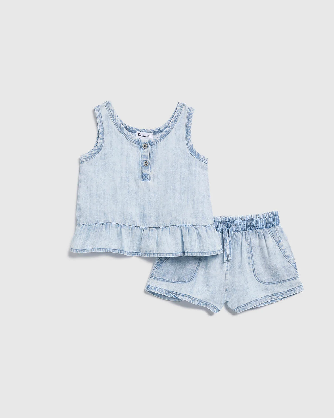 Infant Girl Bleached Indigo Tank Set