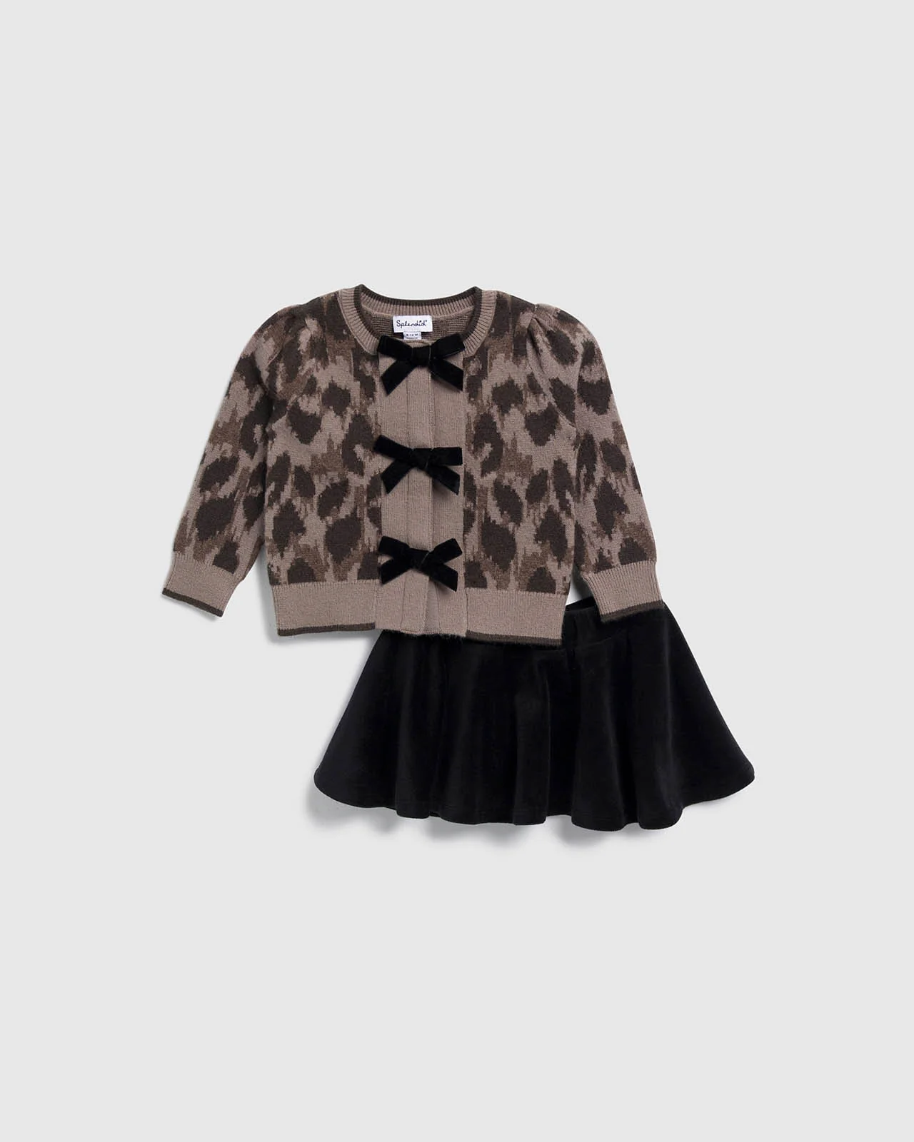 Infant Leopard Bow Cardigan Set