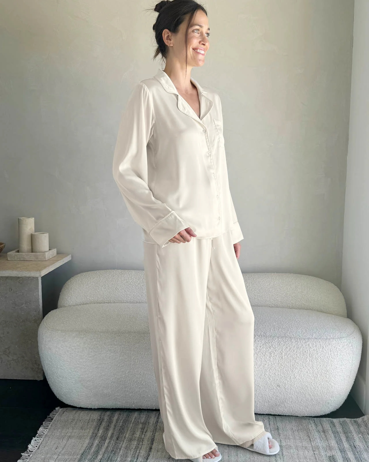 Ivory Satin Silk PJ Set - Image 3