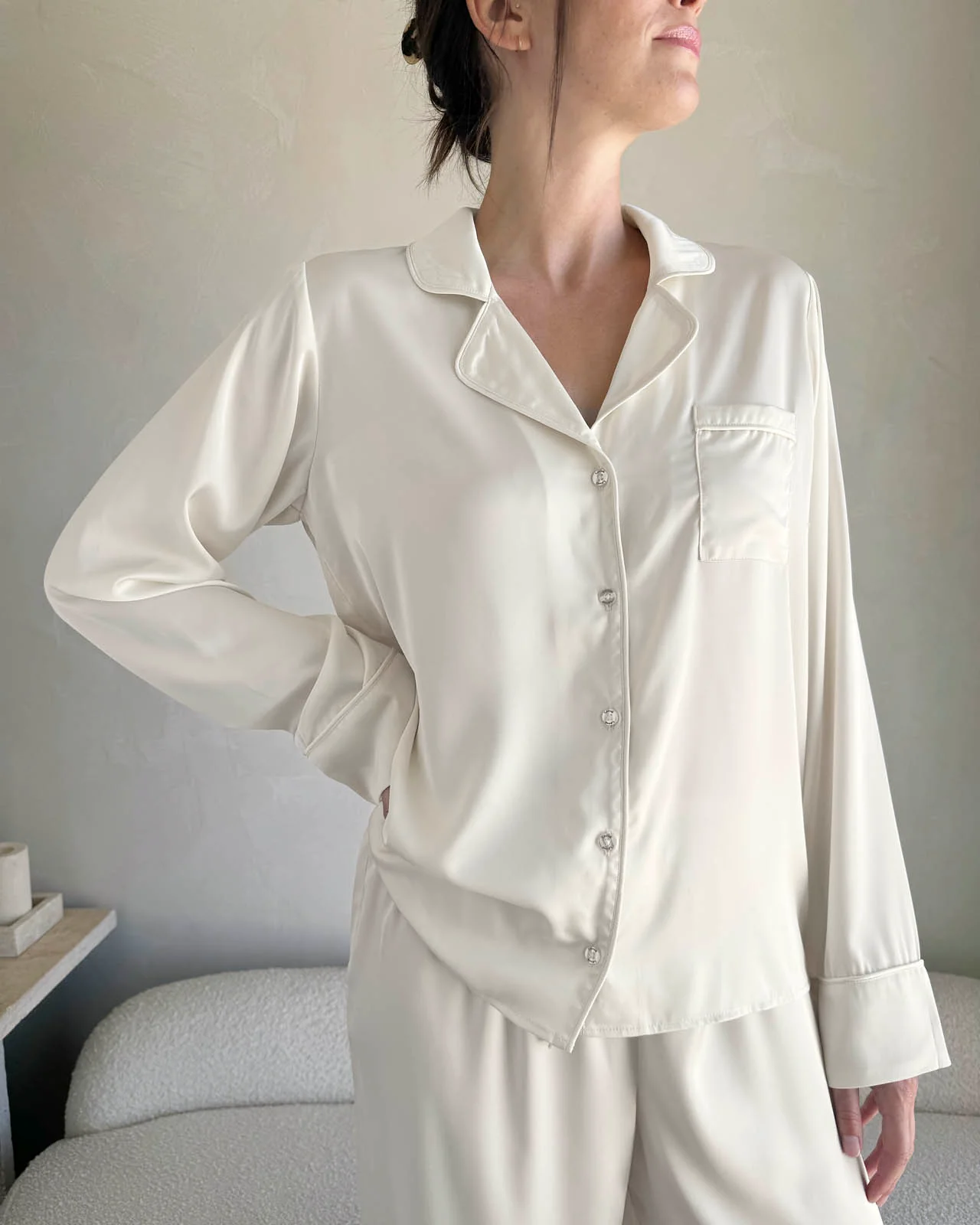 Ivory Satin Silk PJ Set - Image 5