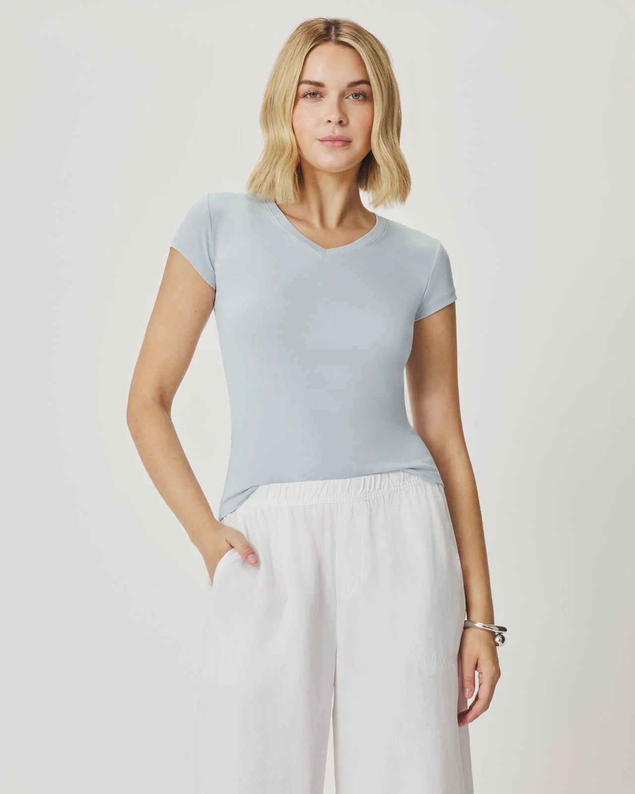 Josie Stretch V-Neck Tee - Image 4