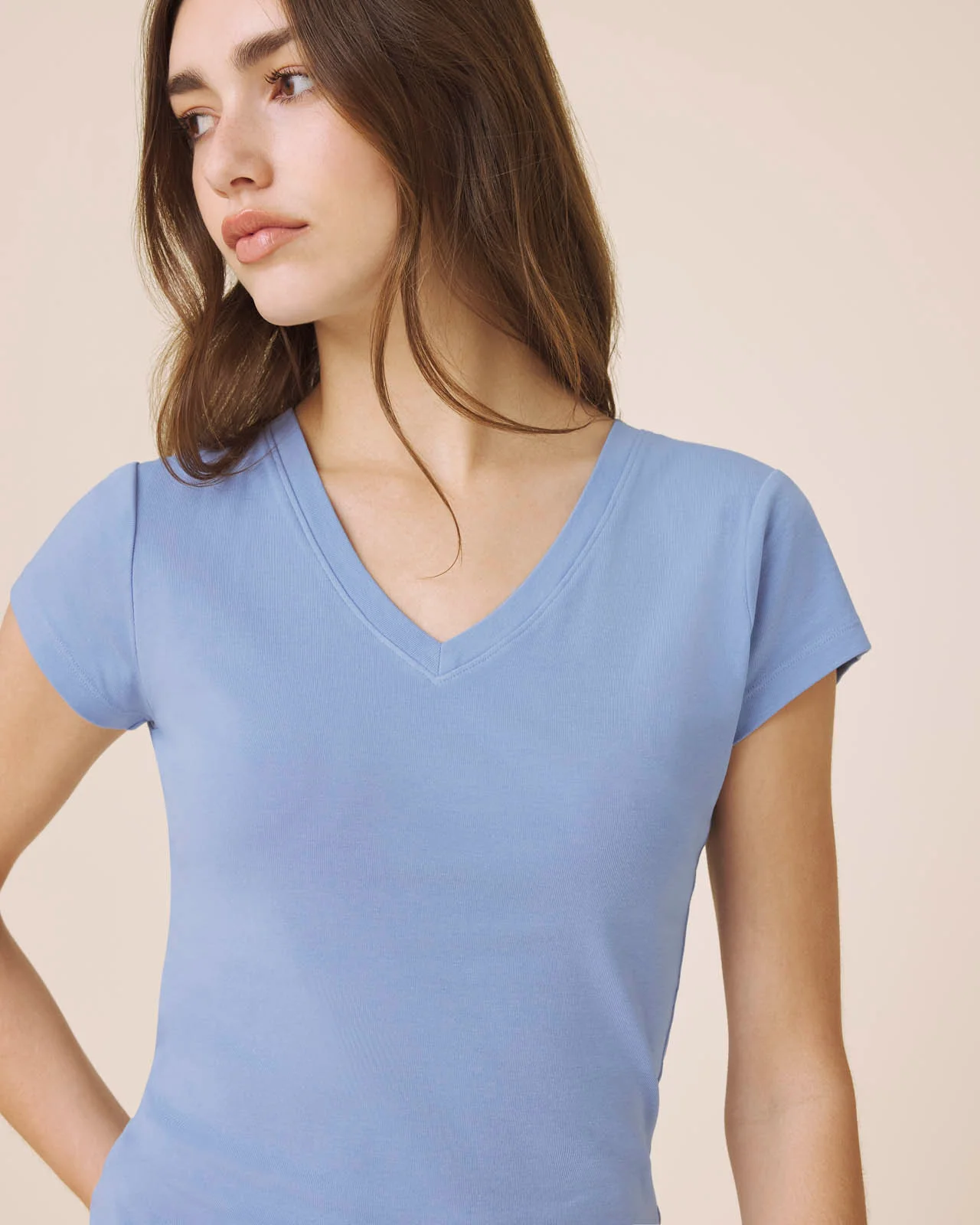 Josie Stretch V-Neck Tee - Image 41
