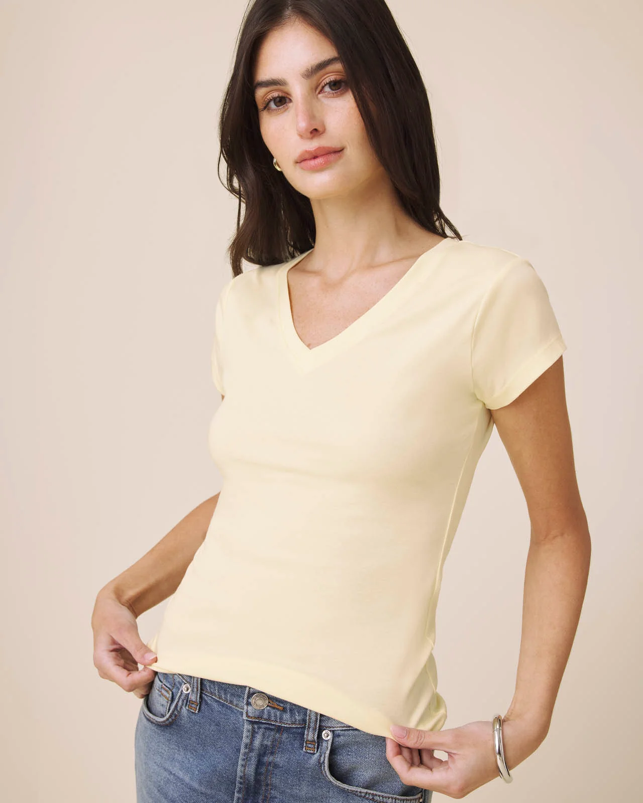 Josie Stretch V-Neck Tee - Image 54