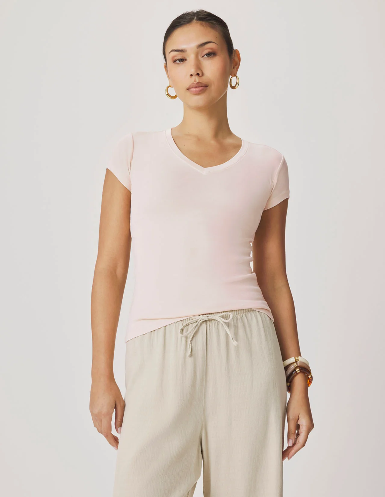 Josie Stretch V-Neck Tee - Image 7
