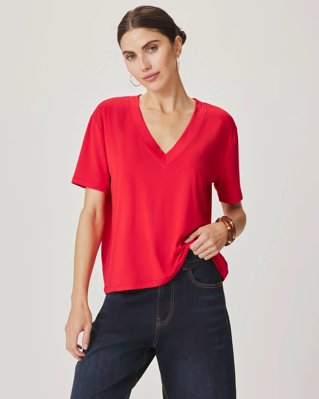 Kacey Bamboo Blend V-Neck Tee