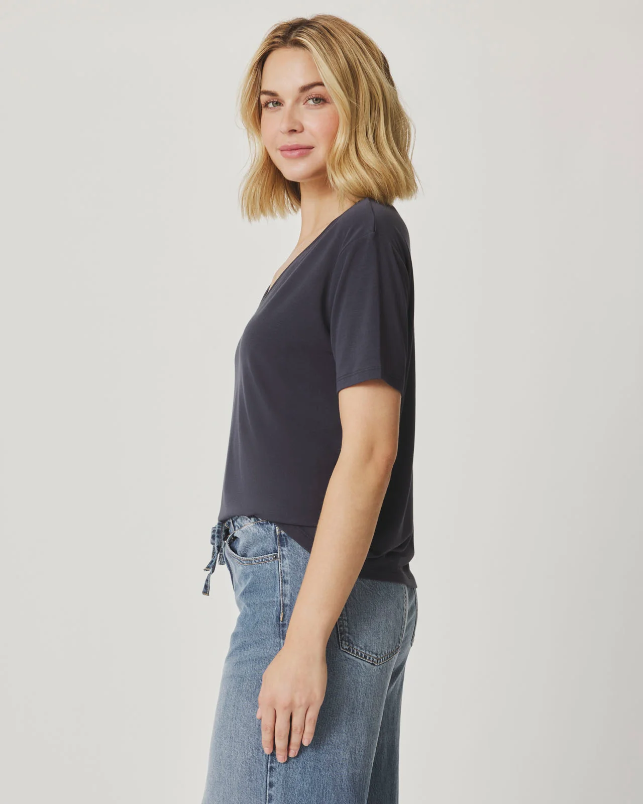 Kacey Bamboo Blend V-Neck Tee - Image 7