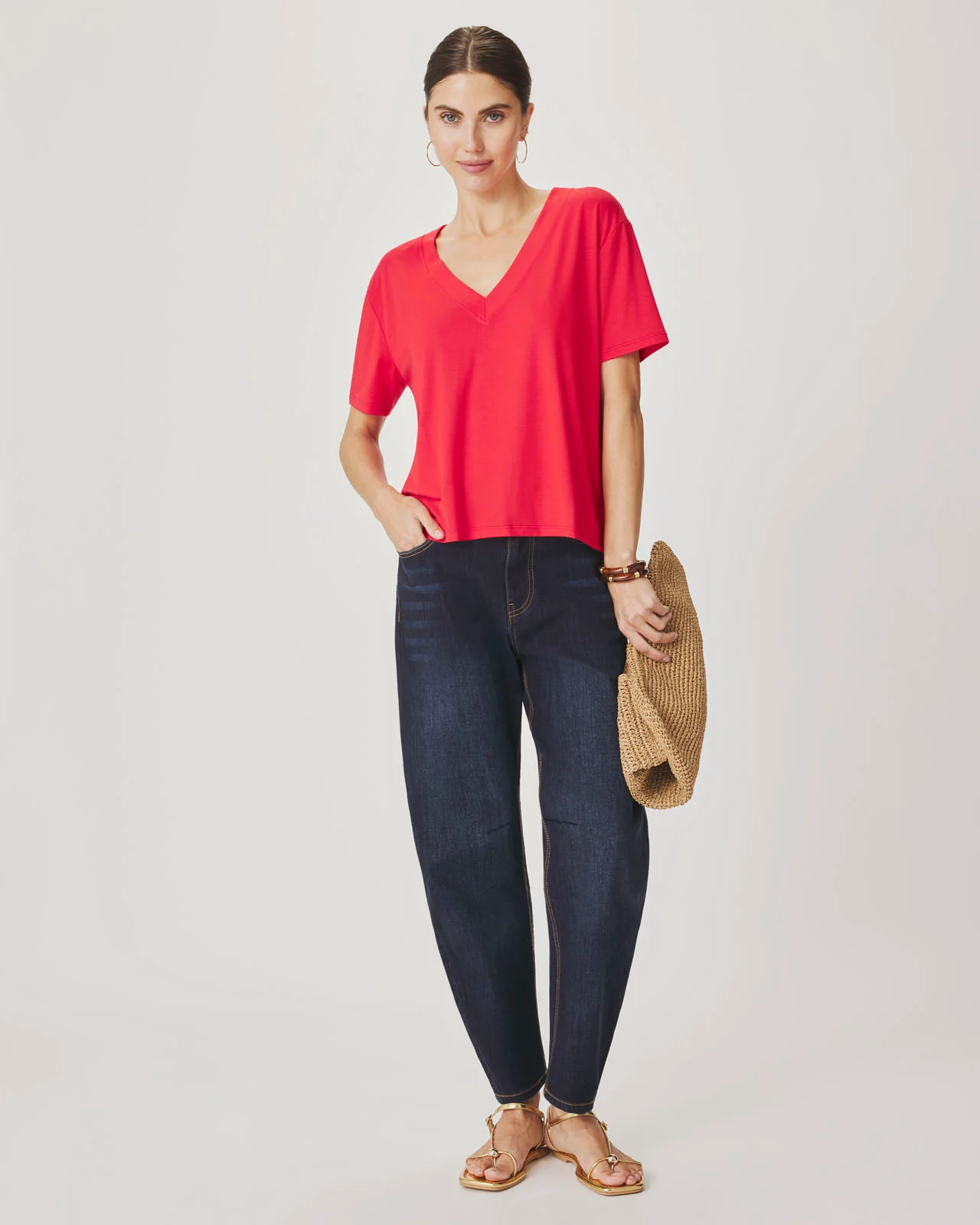 Kacey Bamboo Blend V-Neck Tee - Image 9