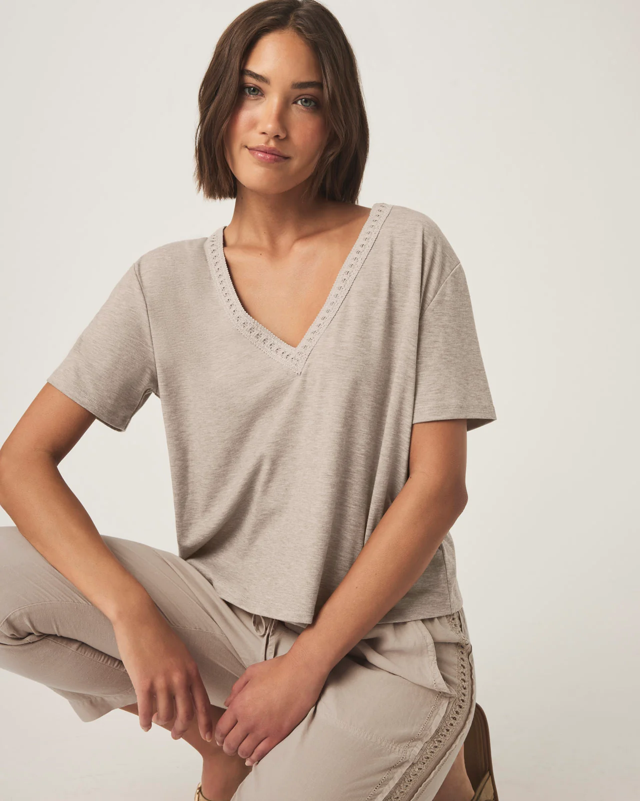 Kacey Crochet V-neck Tee - Image 11