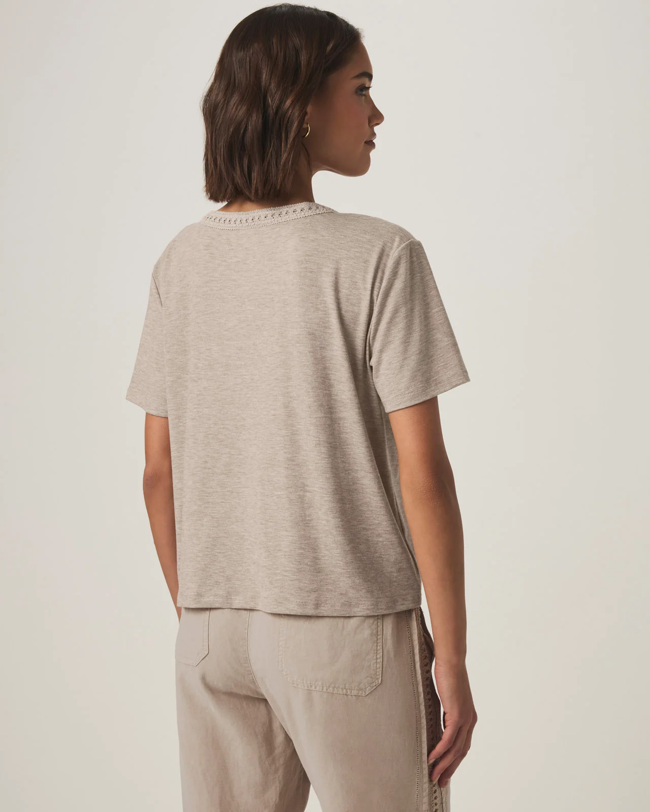 Kacey Crochet V-neck Tee - Image 13