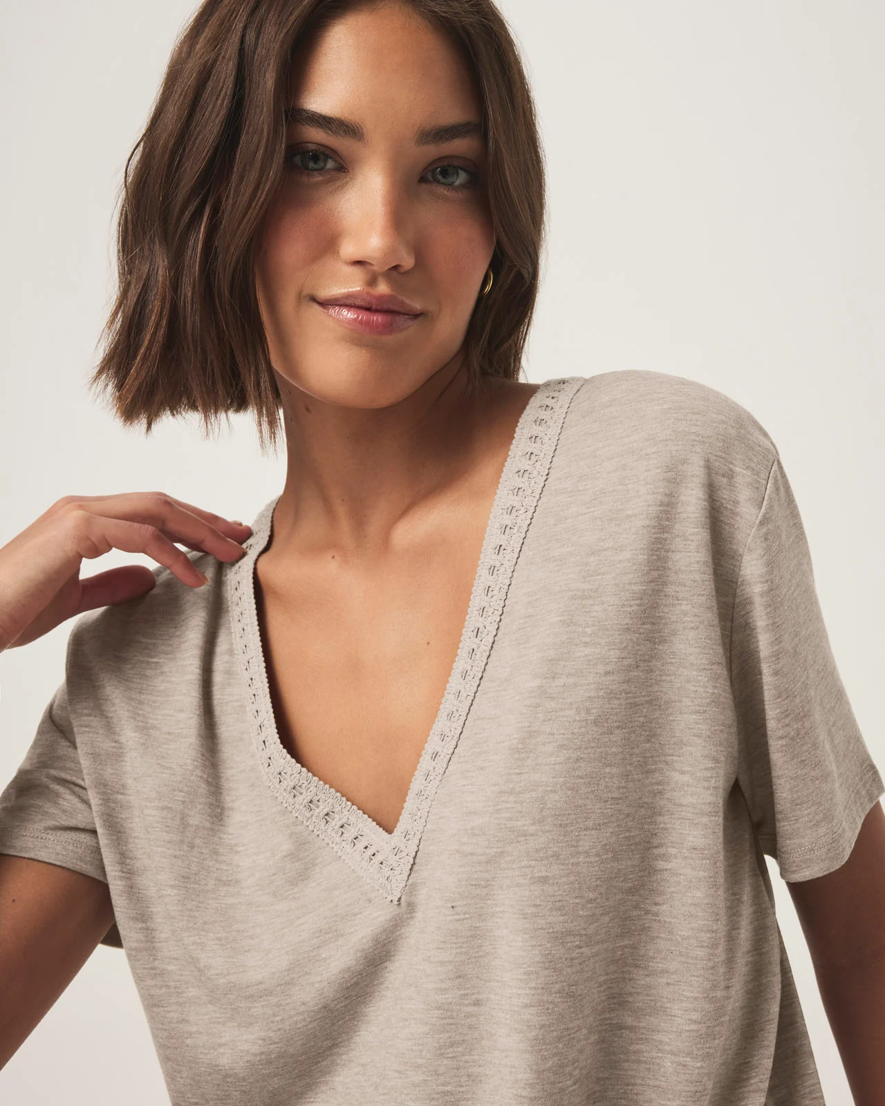 Kacey Crochet V-neck Tee - Image 14