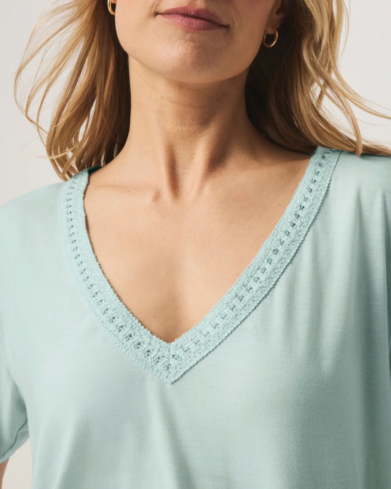 Kacey Crochet V-neck Tee - Image 15