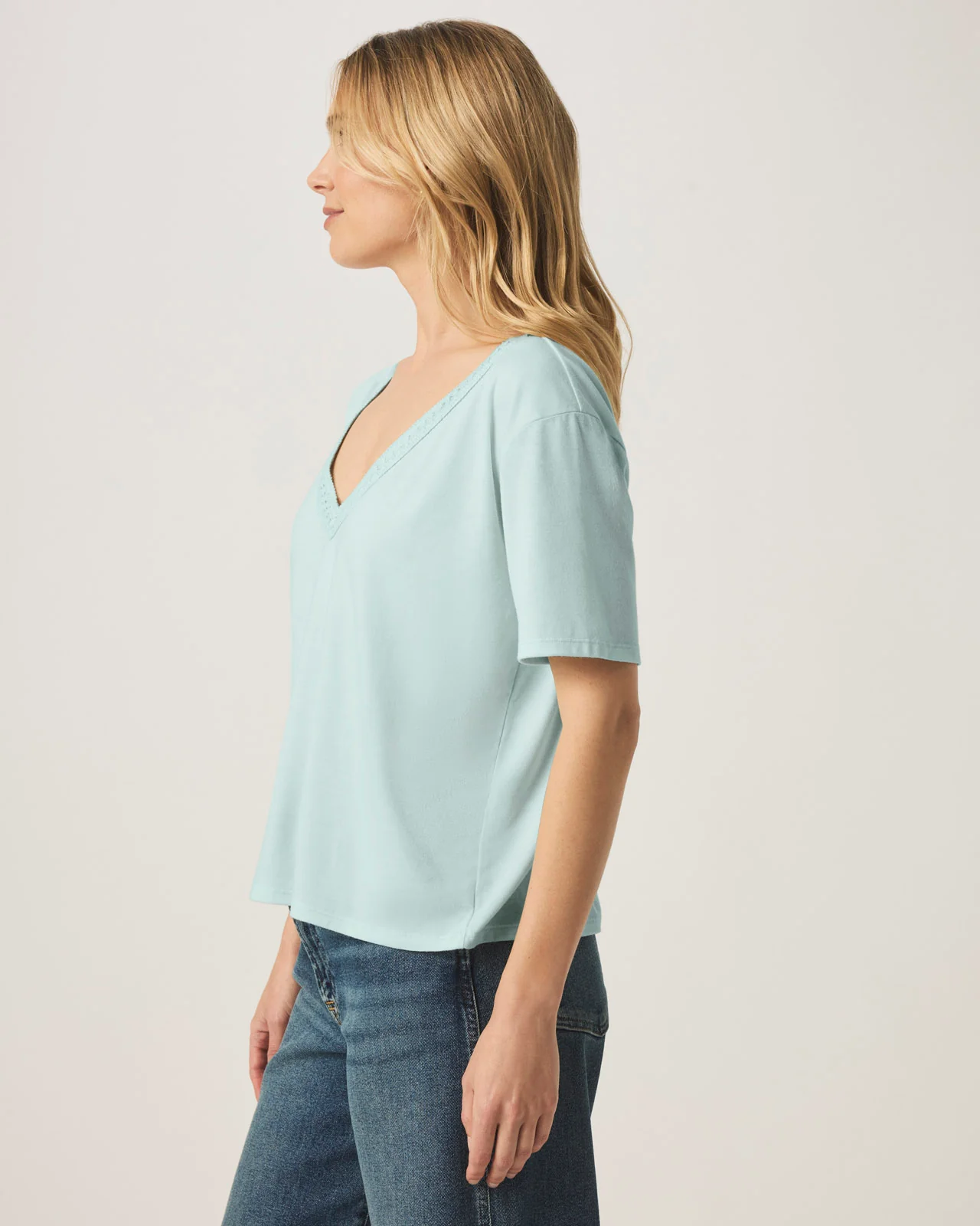 Kacey Crochet V-neck Tee - Image 16