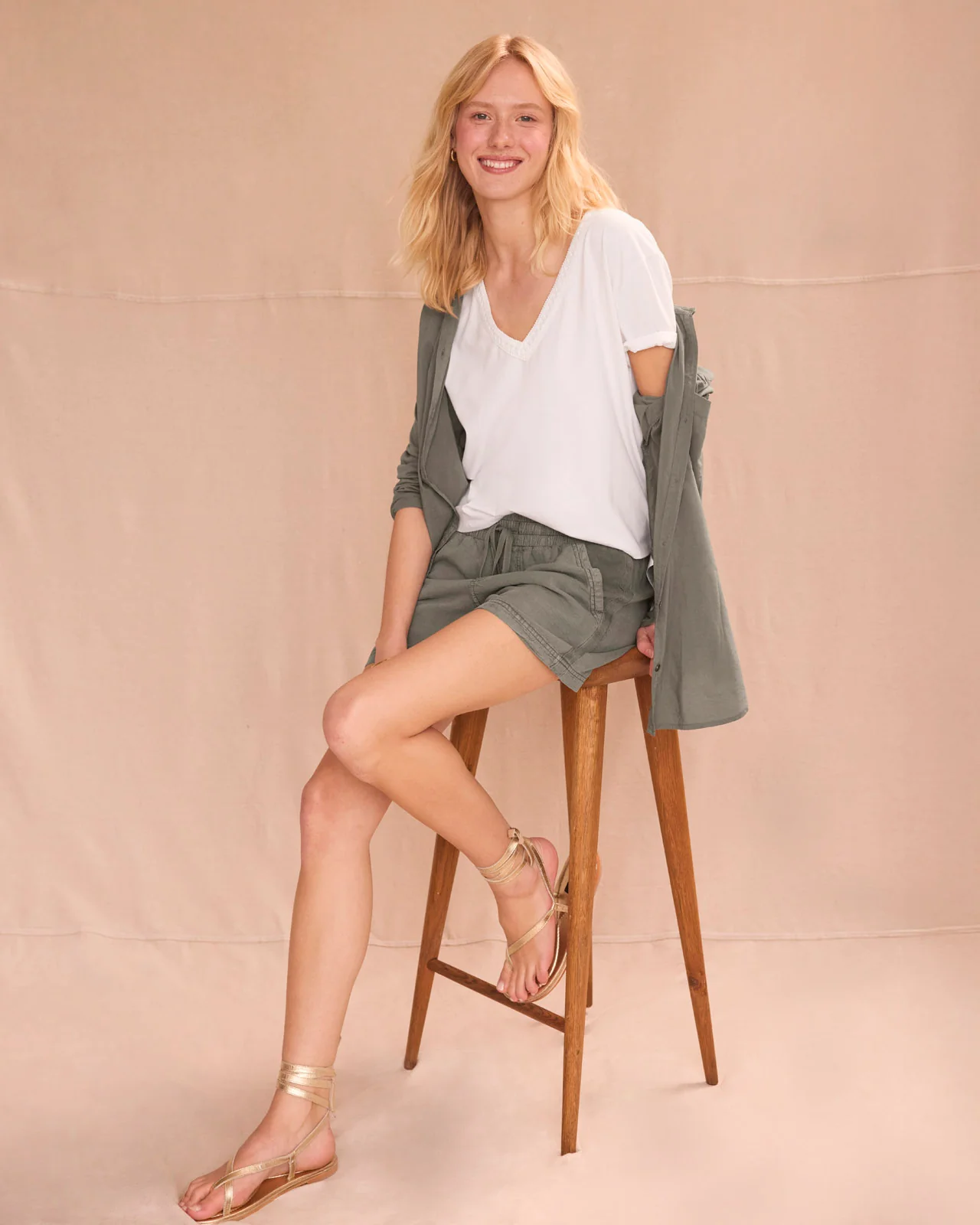 Kacey Crochet V-neck Tee - Image 19
