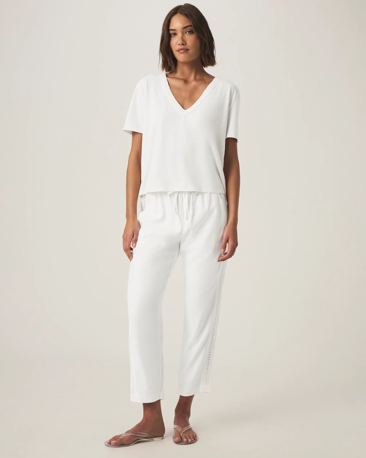 Kacey Crochet V-neck Tee - Image 21