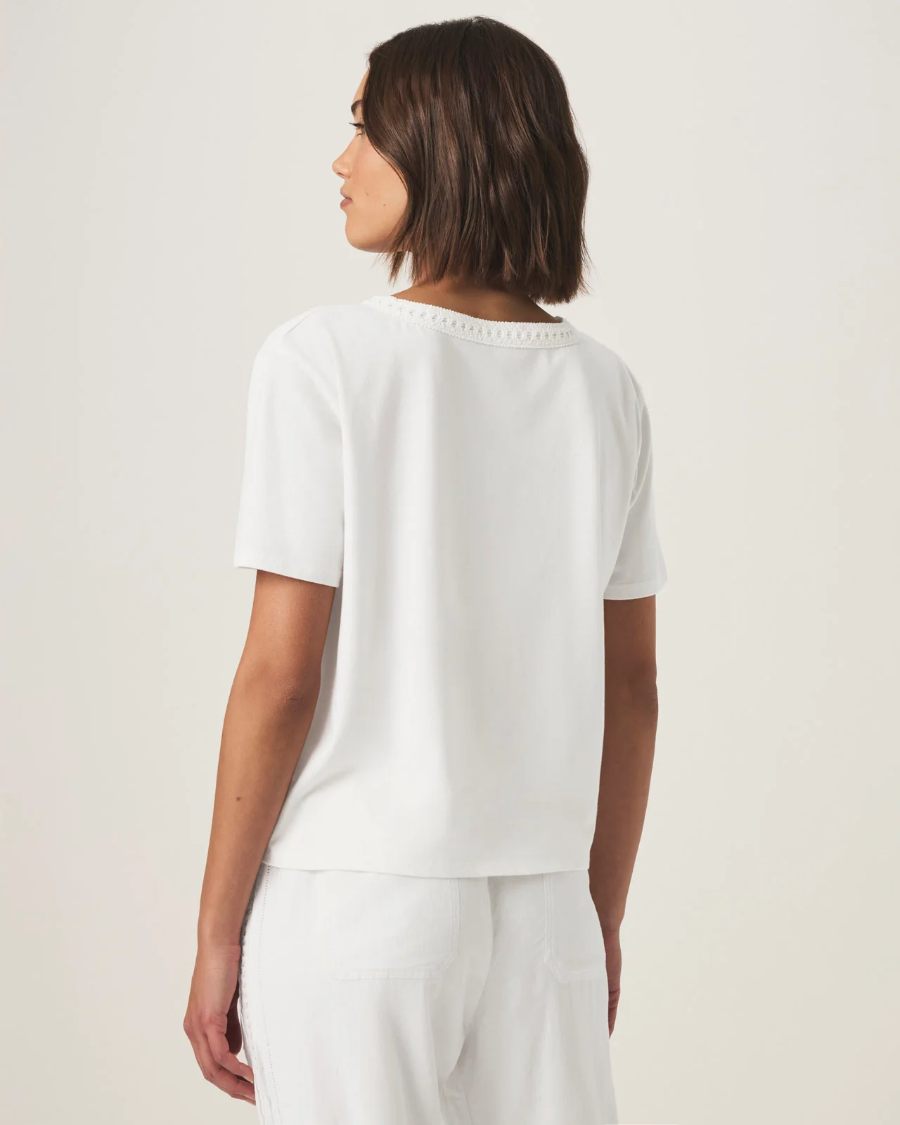 Kacey Crochet V-neck Tee - Image 23