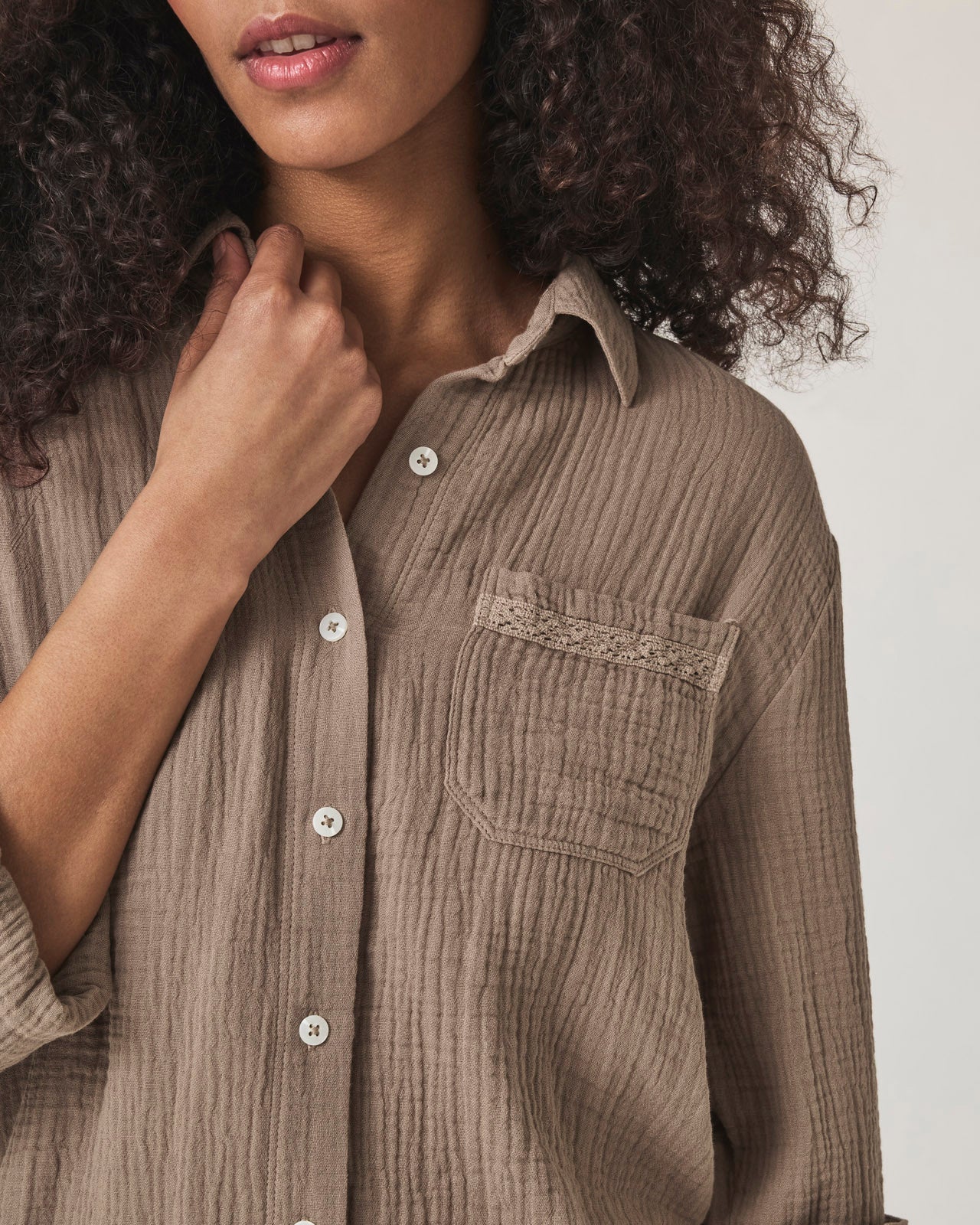 Kit Gauze Crochet Shirt - Image 5