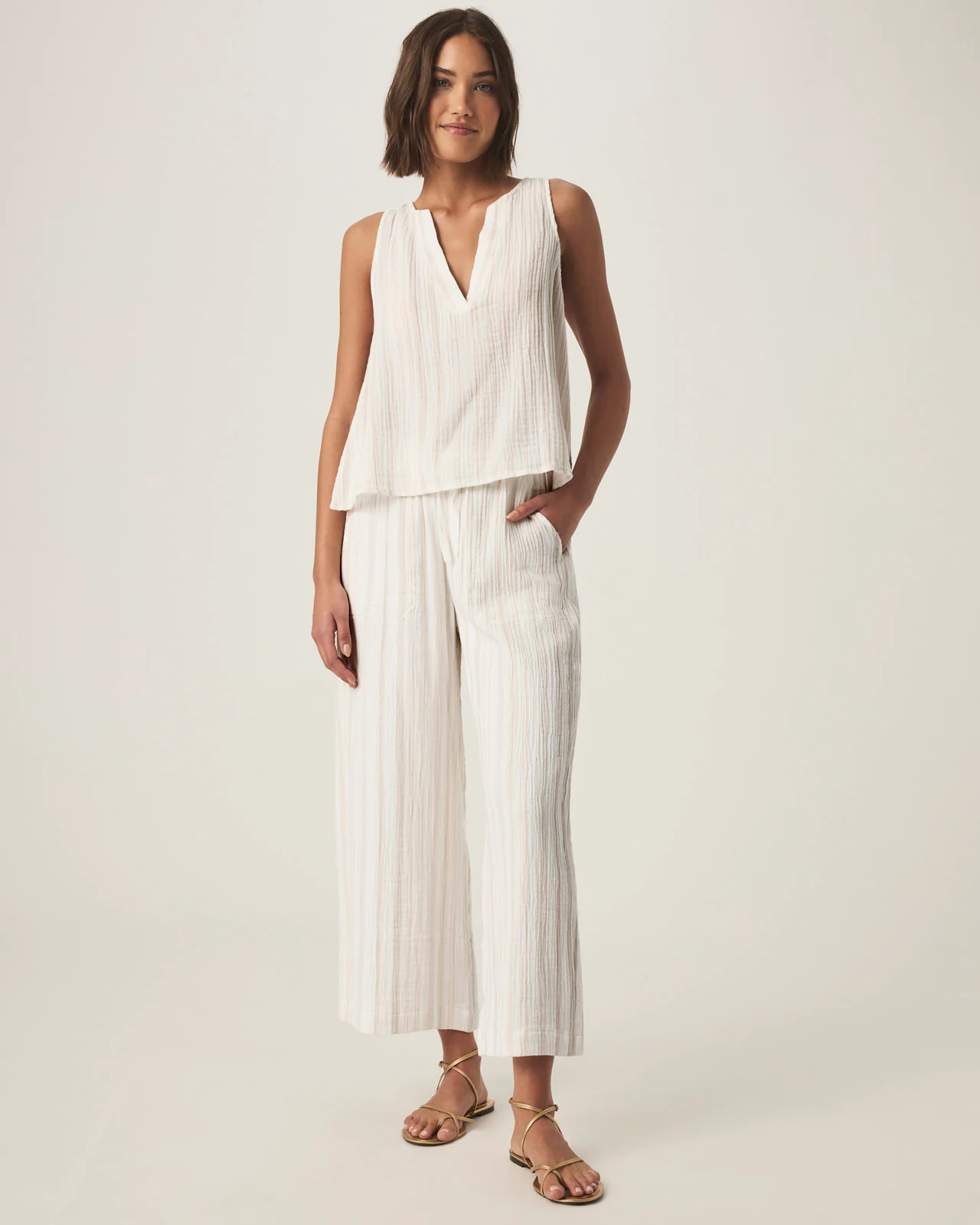 Kit Gauze Stripe V-Neck Tank - Image 2
