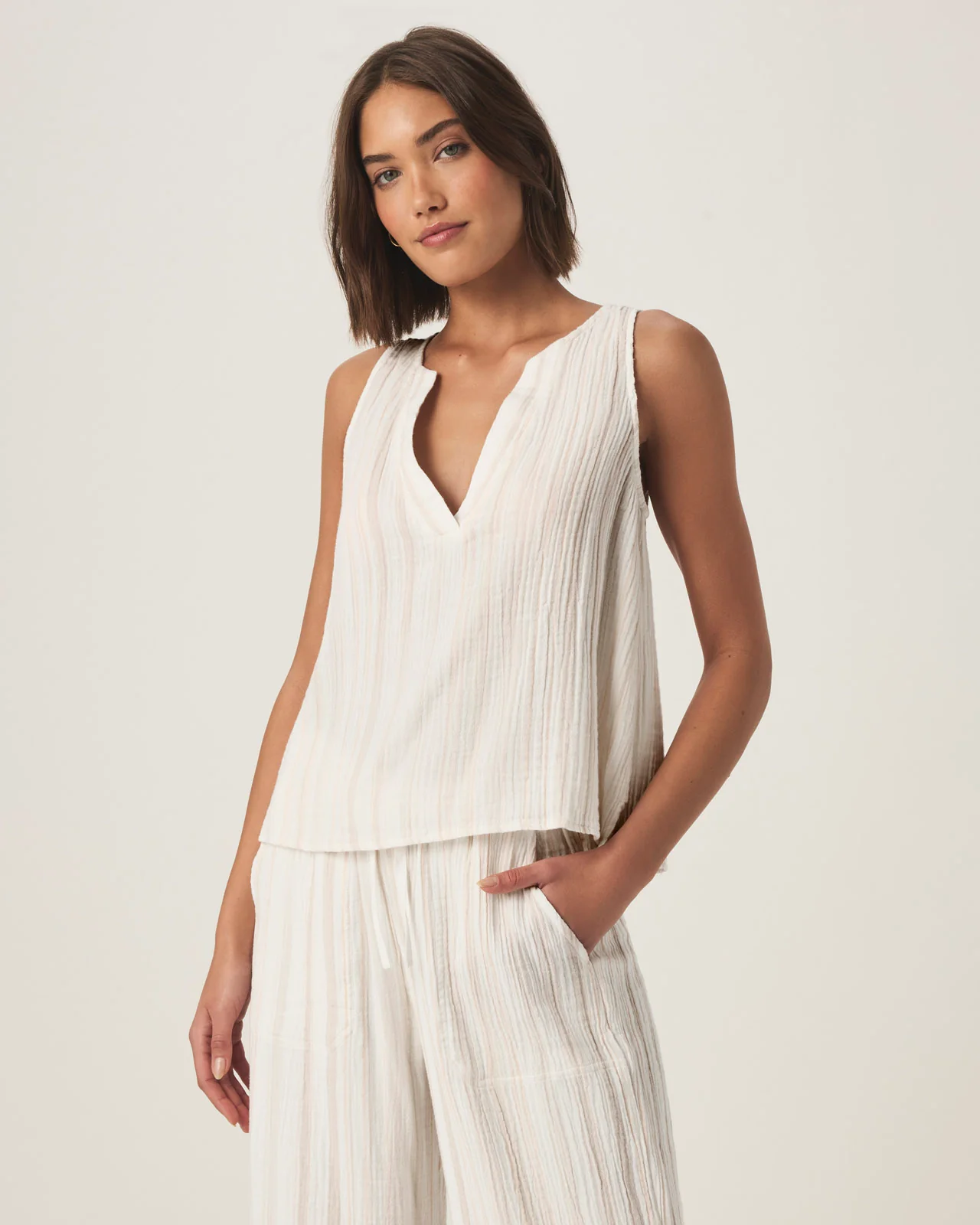 Kit Gauze Stripe V-Neck Tank - Image 3