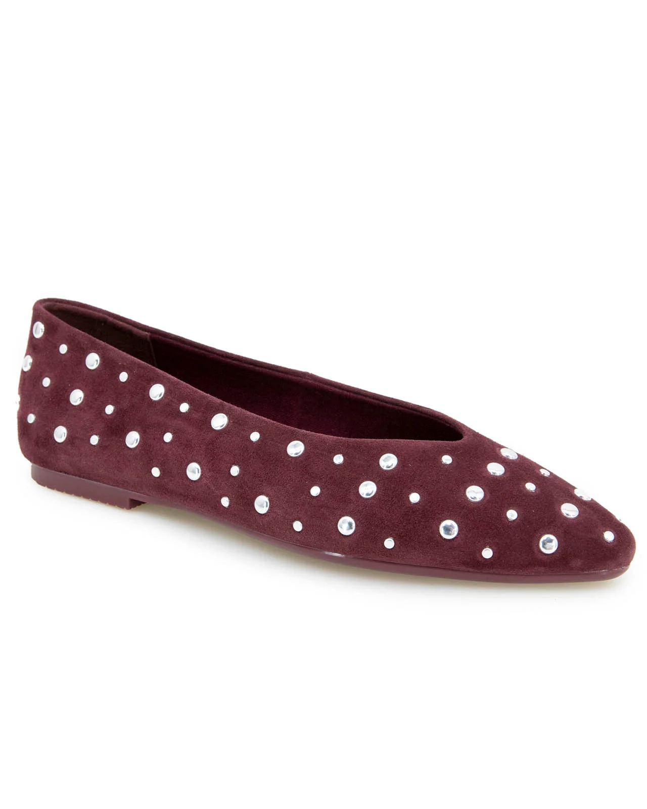 Latouche Studded Flat in Dark Plum