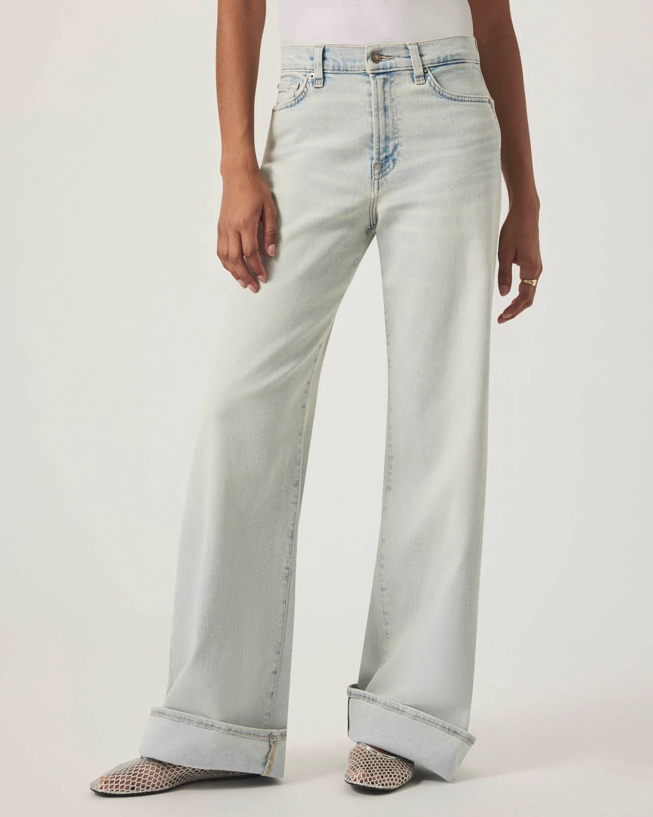 Light Wash Slim Palazzo Jean