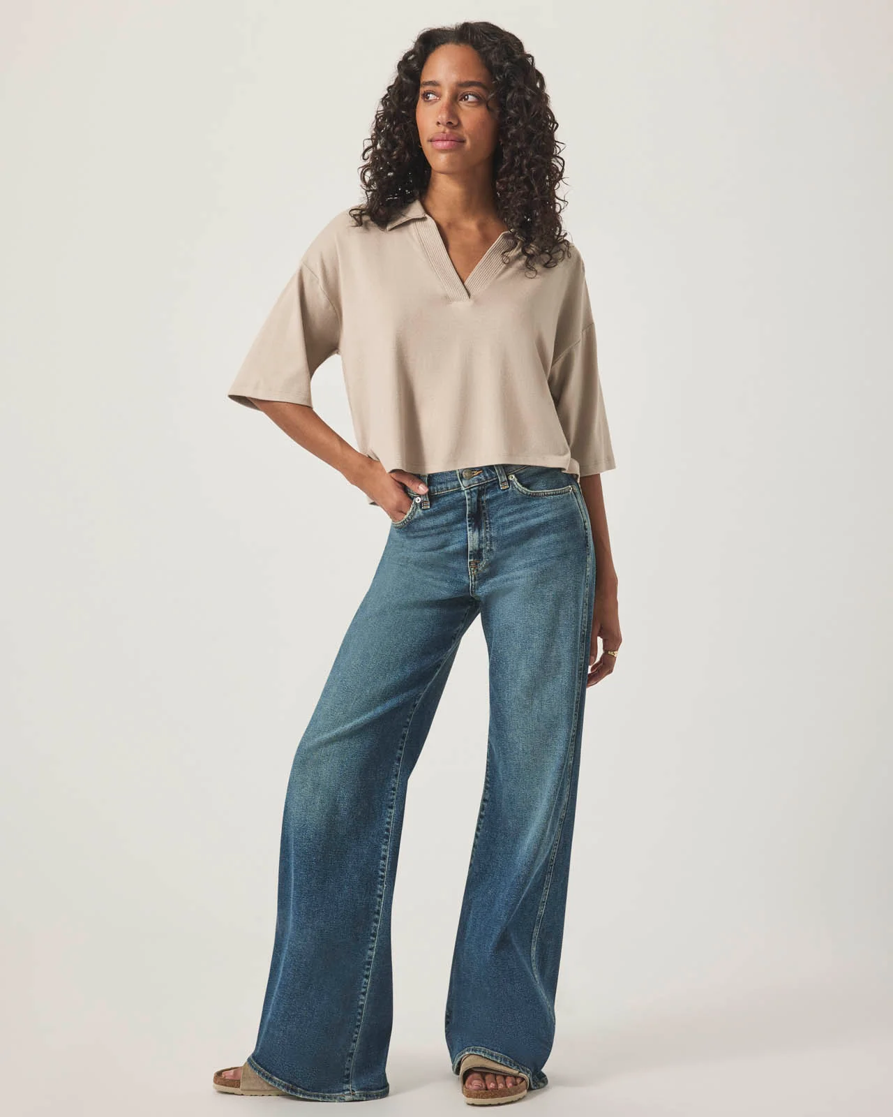 Medium Wash Slim Palazzo Jean - Image 2