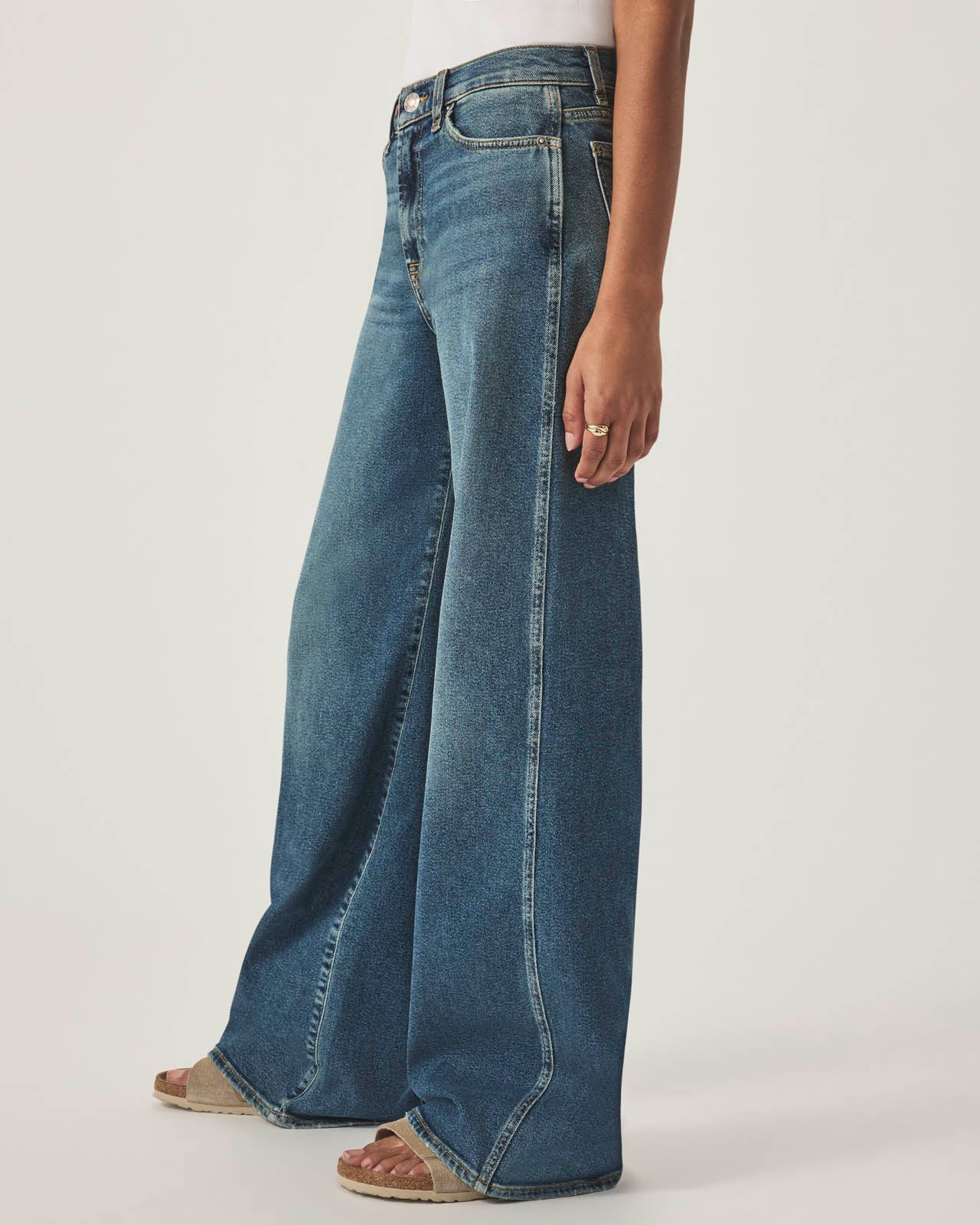 Medium Wash Slim Palazzo Jean - Image 3
