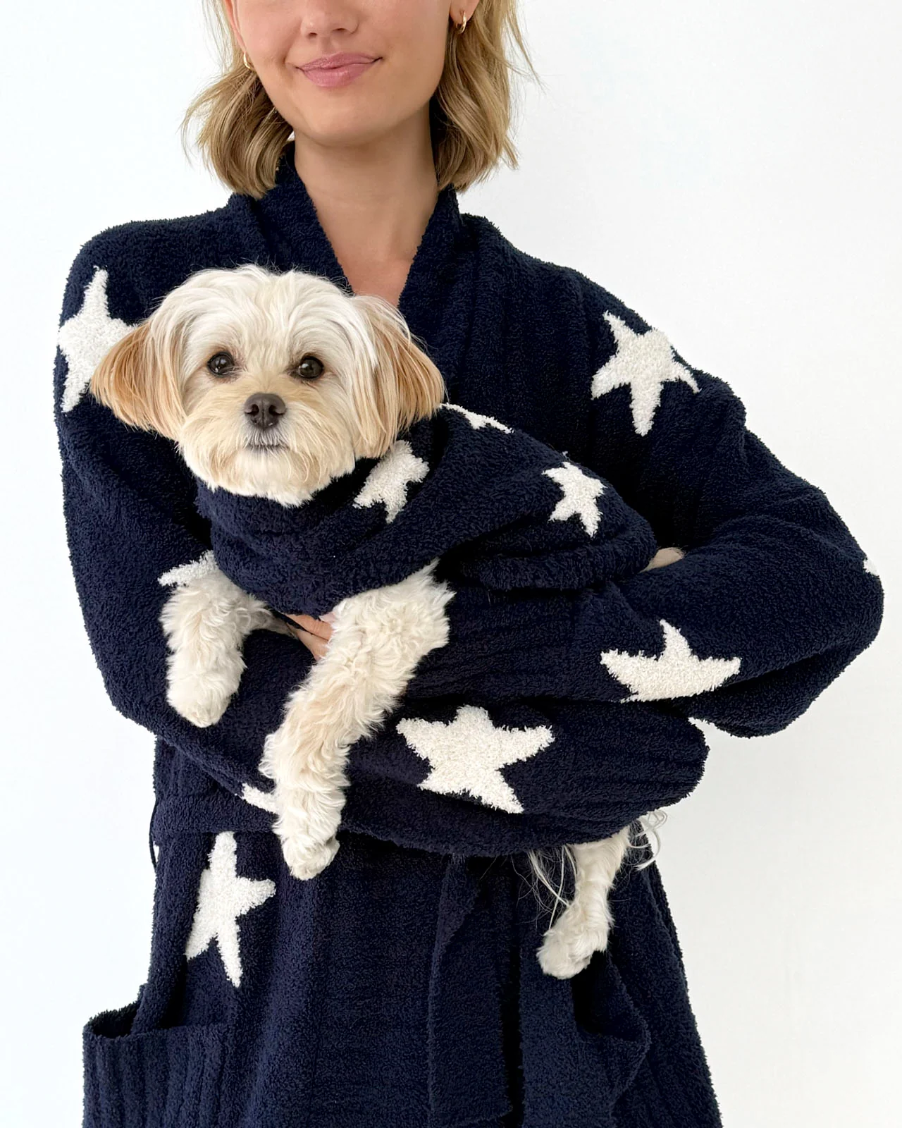 Navy Oat Stars Fuzzy Pet Sweater - Image 3