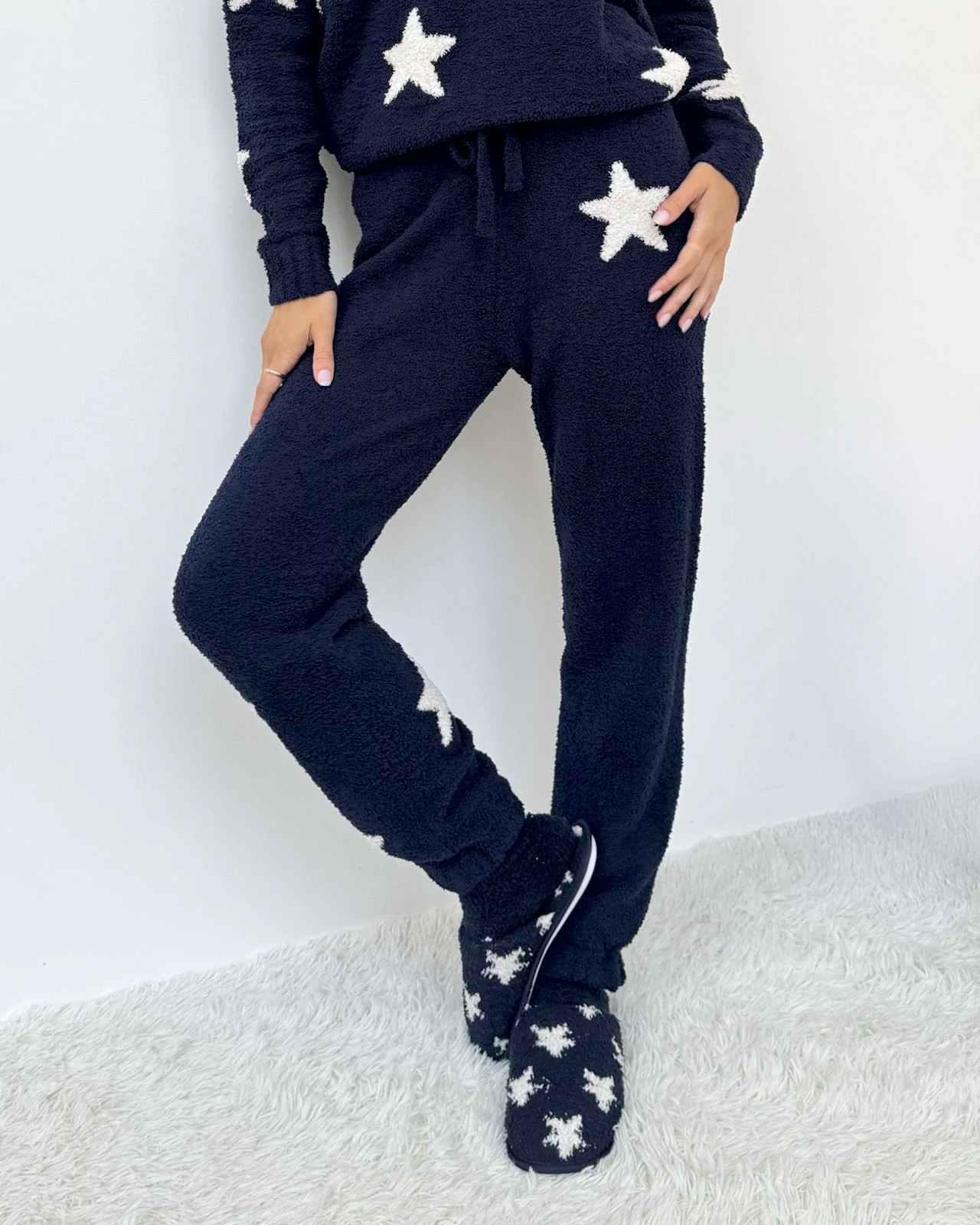 Navy Oat Stars Fuzzy Sweater PJ Set - Image 4