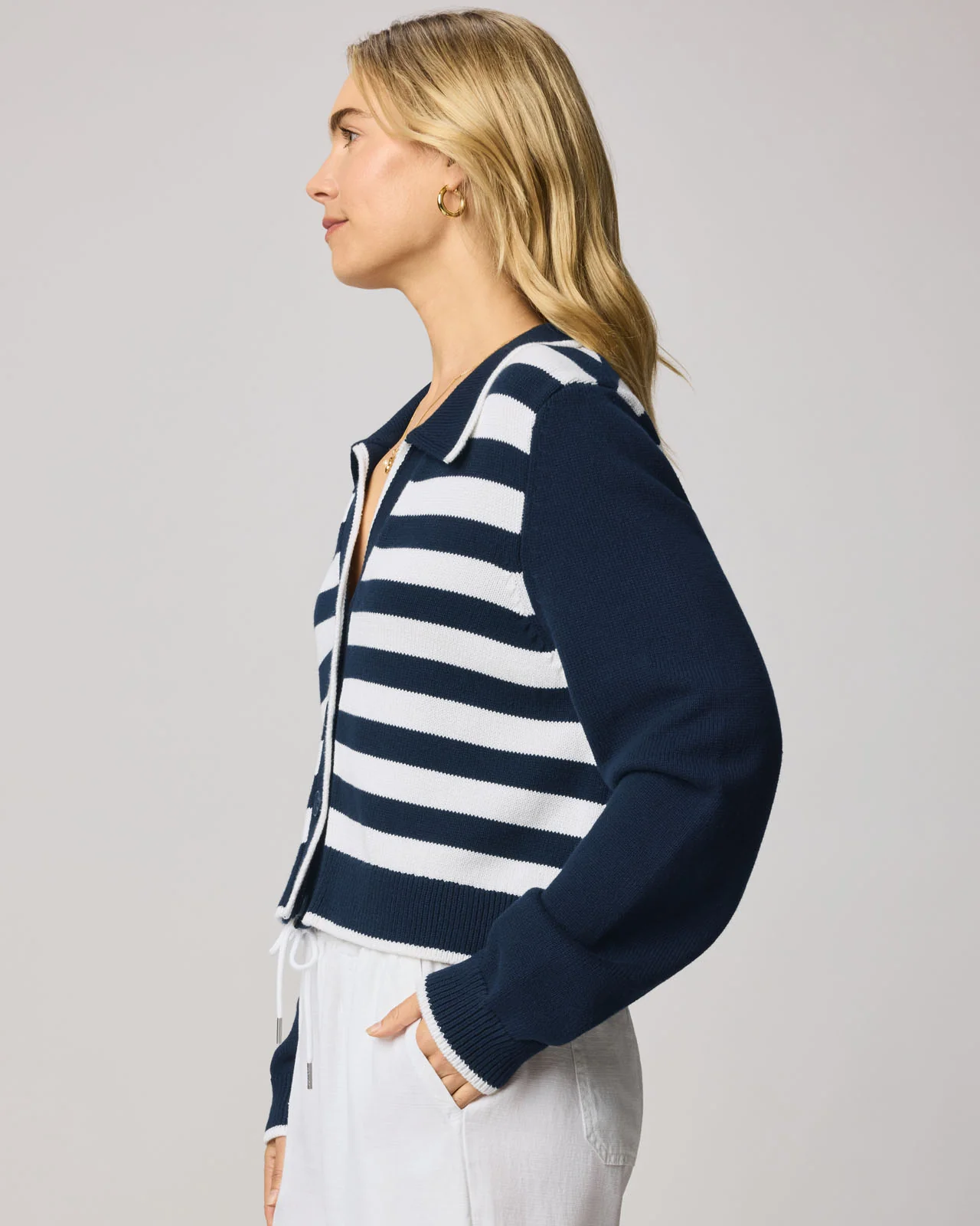 Nicolette Striped Polo Cardigan - Image 4