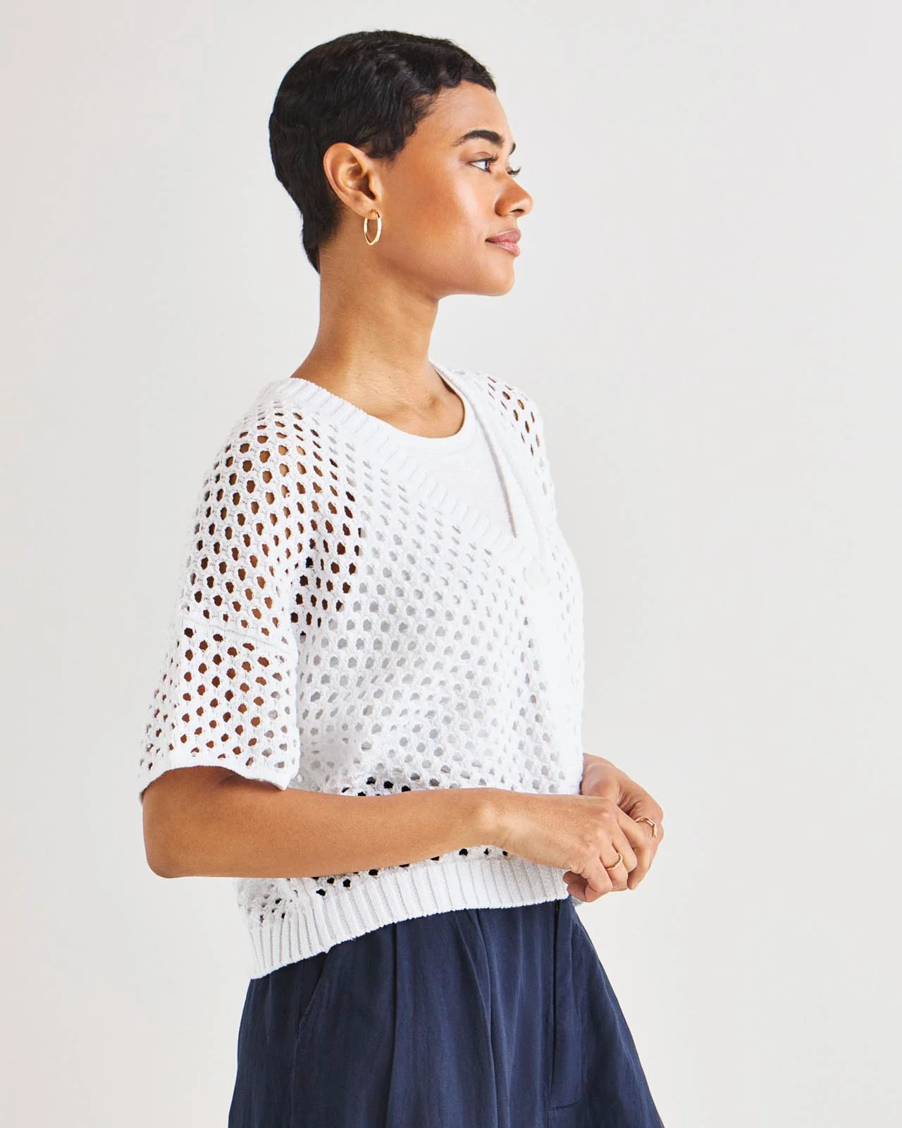 Nova Pointelle Short Sleeve Cardigan - Image 10