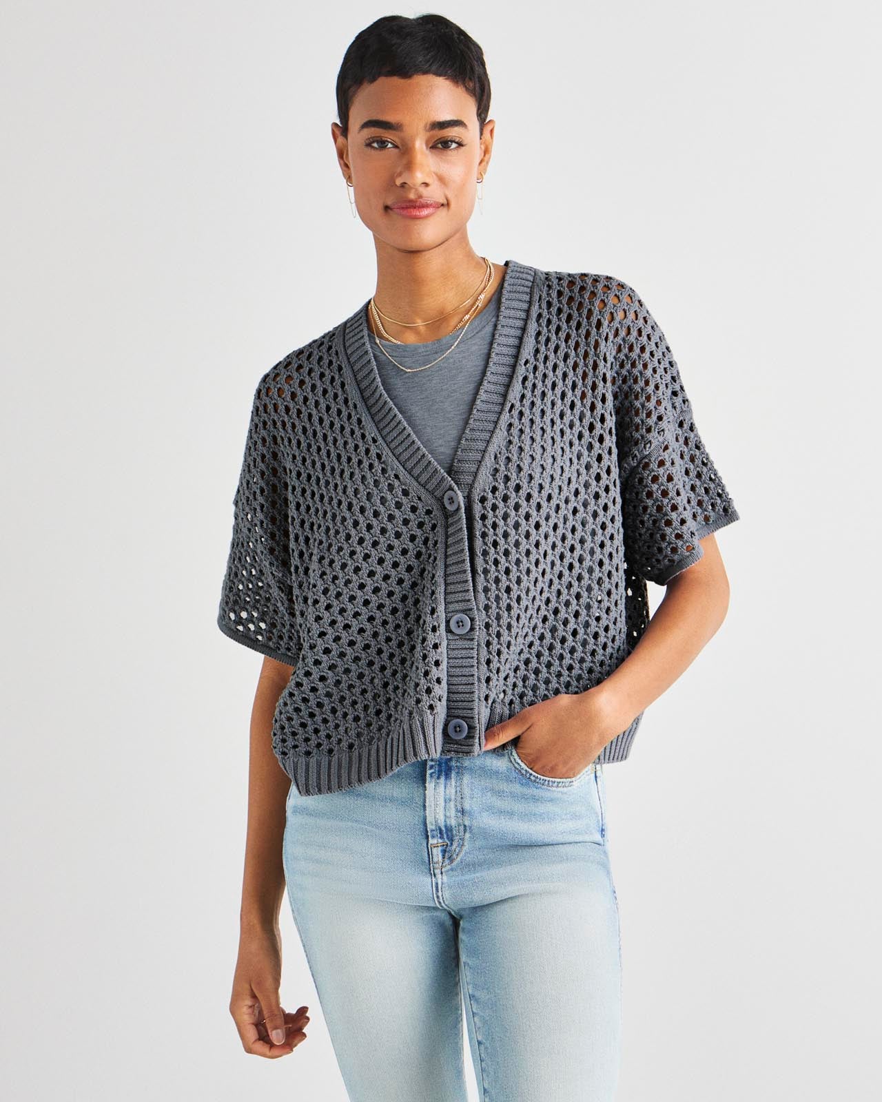 Nova Pointelle Short Sleeve Cardigan - Image 12