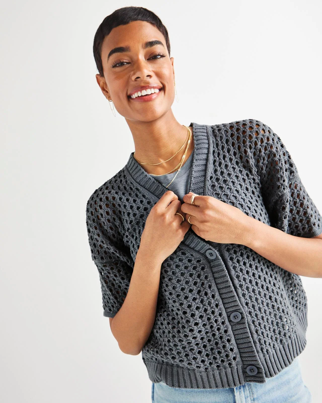 Nova Pointelle Short Sleeve Cardigan - Image 13