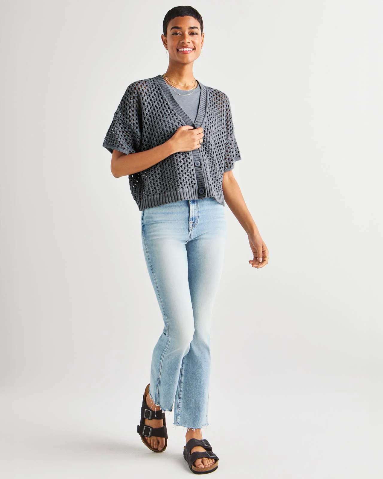 Nova Pointelle Short Sleeve Cardigan - Image 14